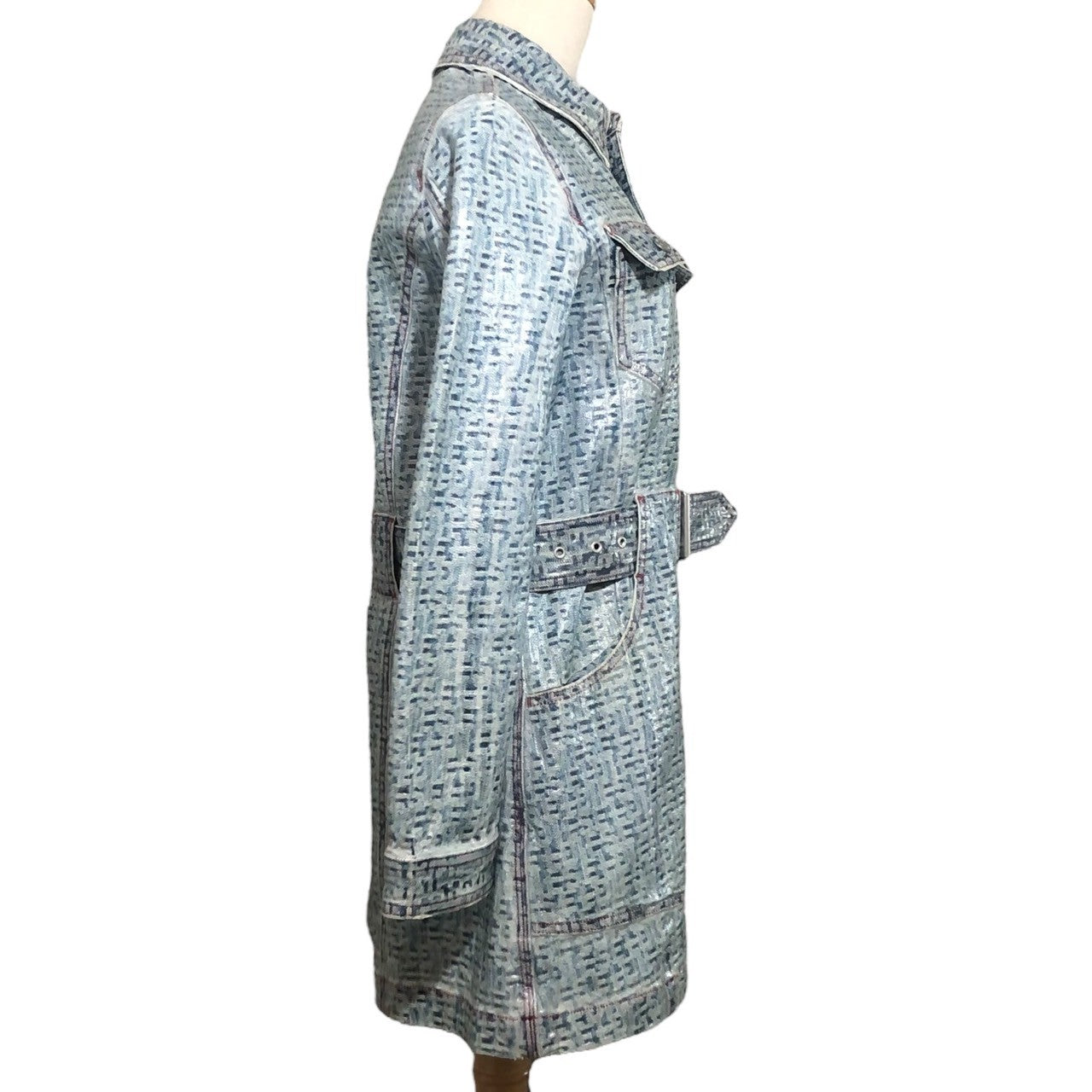 DIESEL(ディーゼル) 22SS De-Minty-Z-Fsb ミニ ドレス ワンピース モノグラム コーティング デニム ジャケット コート A0767809E48 S ライトインディゴ