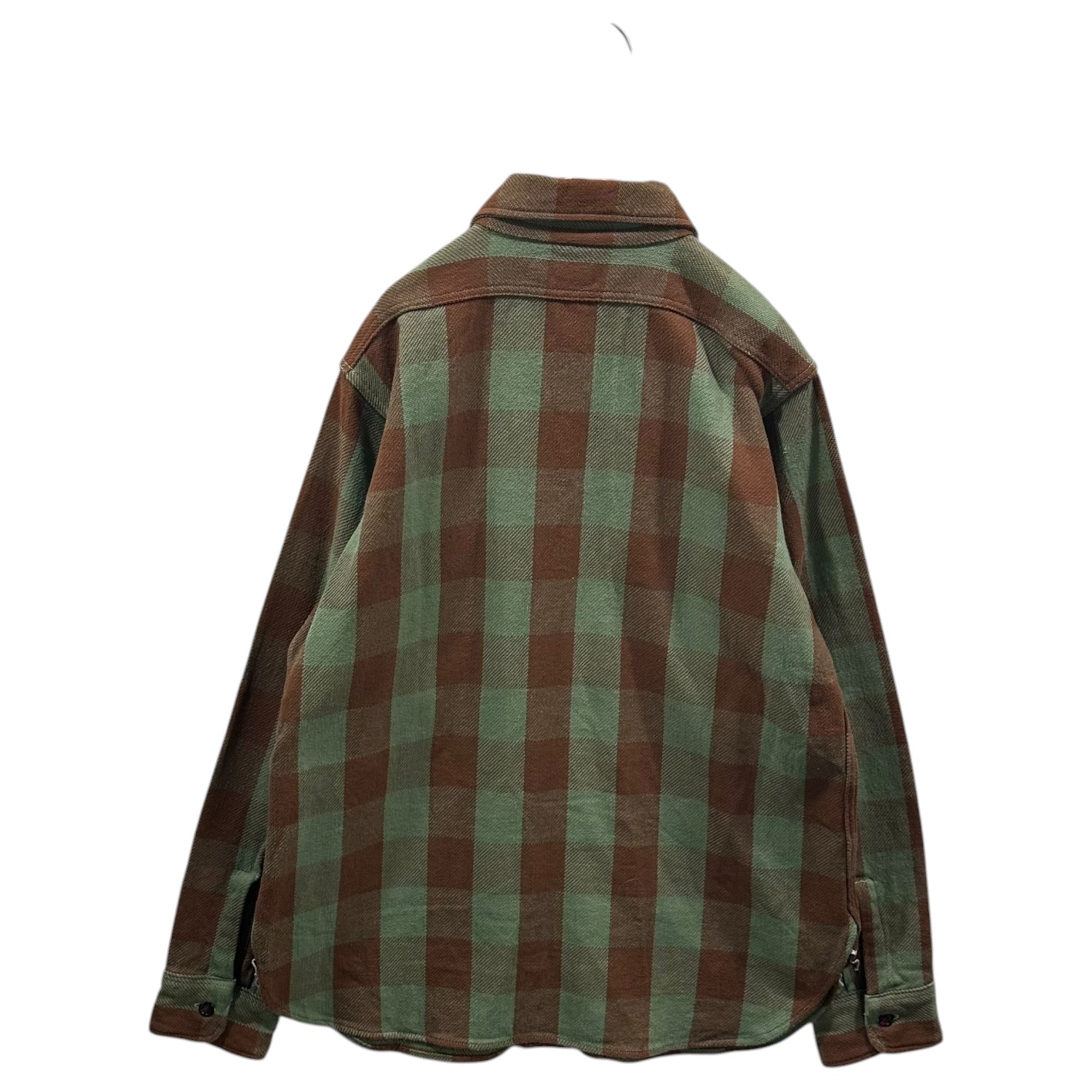 WAREHOUSE(ウエアハウス) Cotton Flannel Shirt - Buffalo Check コットン フランネル シャツ - バッファロー チェック 15-15 1/2(M程度) グリーン×ブラウン