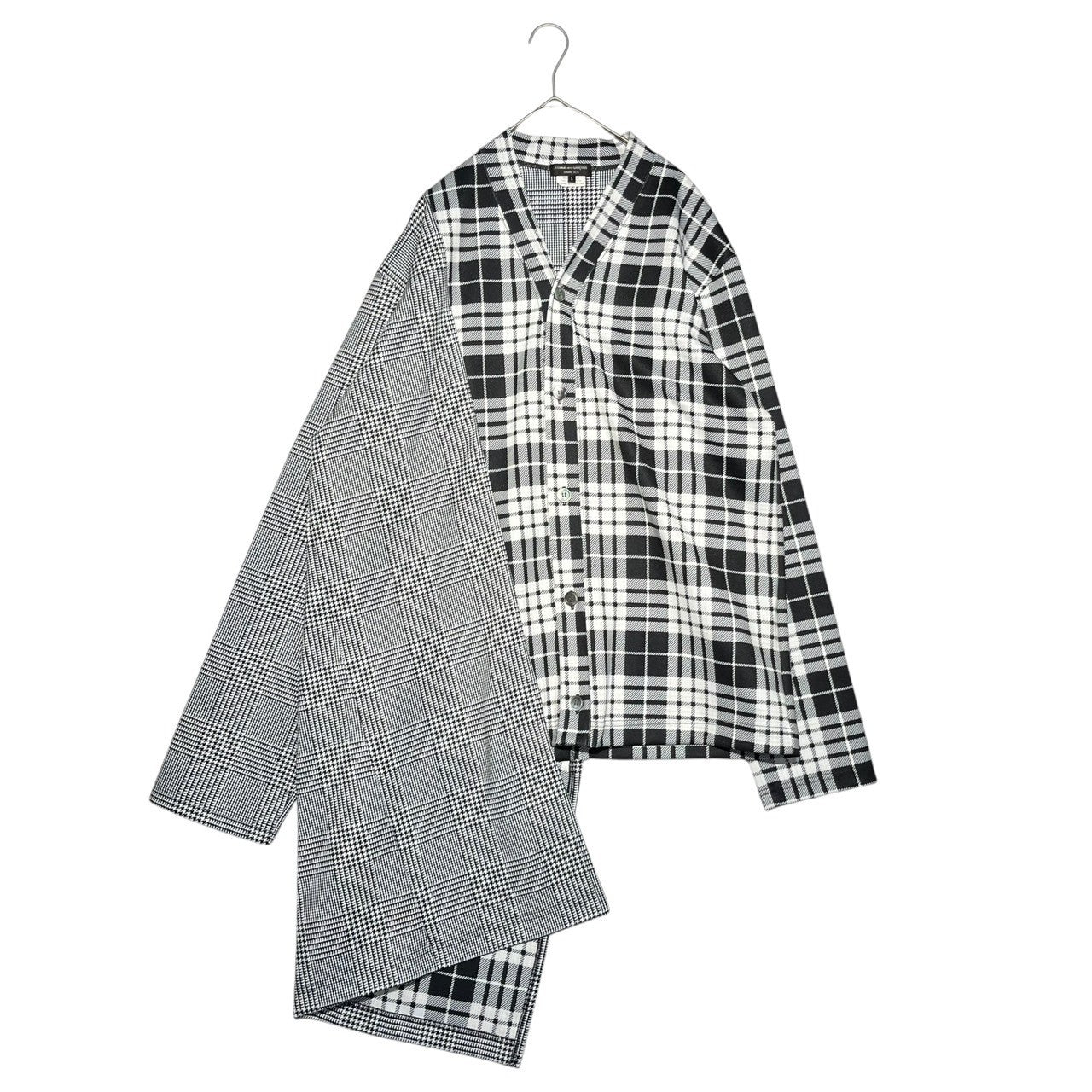 COMME des GARCONS HOMME PLUS(コムデギャルソンオムプリュス) 21AW DARKROOM期 Asymmetric check cardigan ダークルーム アシンメトリー チェック カーディガン PH-T012 L ホワイト×ブラック AD2021