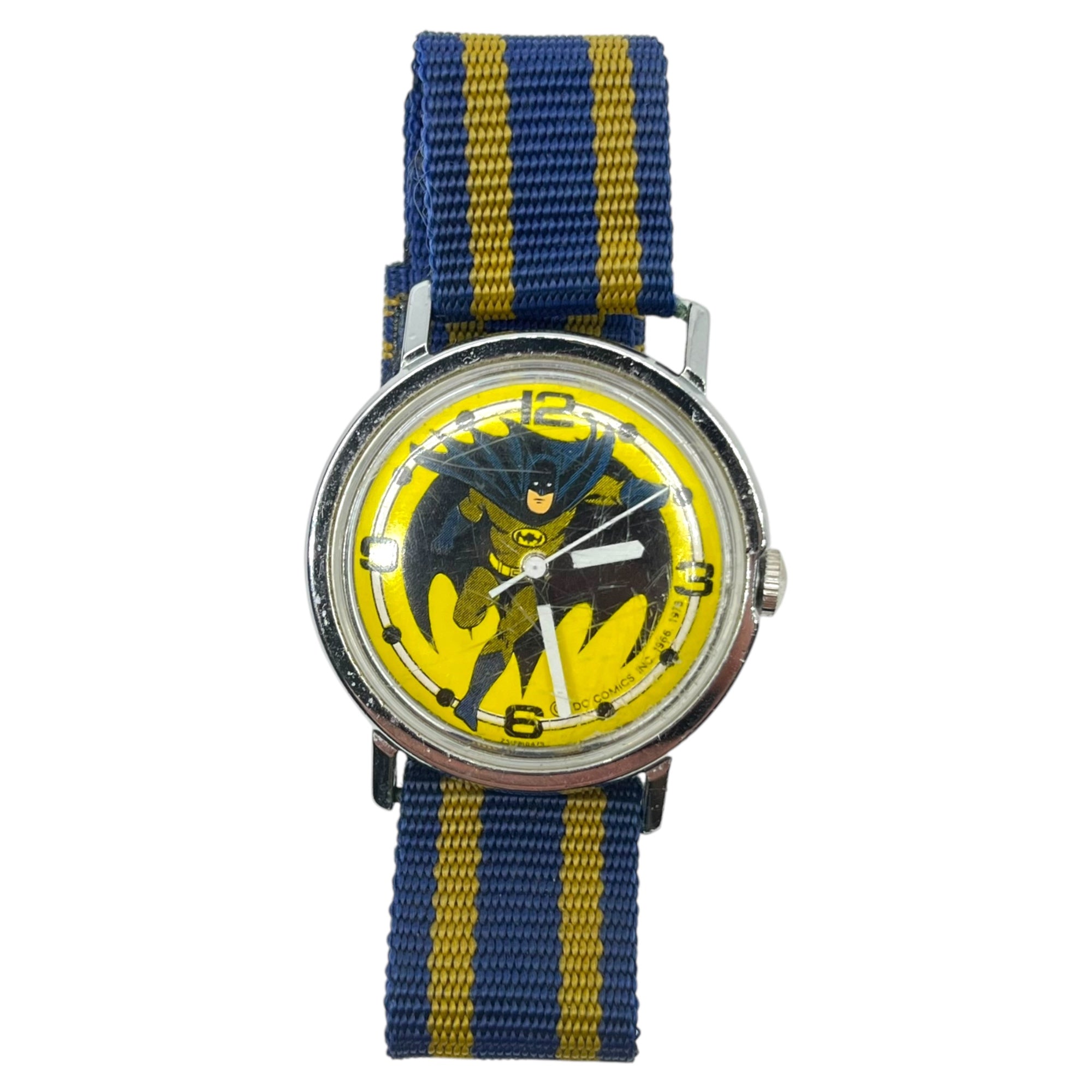 VINTAGE(ヴィンテージ) 70's batman manual winding watch バットマン 手巻き 腕時計 レトロ ヴィンテージ イエロー 年代物の為、全体的に傷有