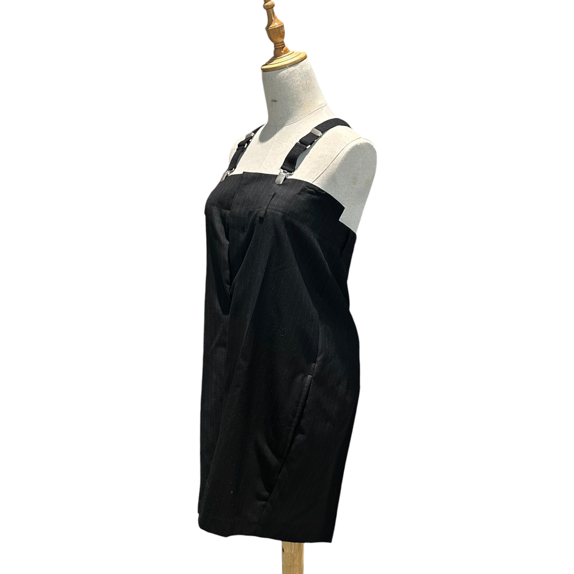 COMME des GARCONS JUNYA WATANABE(コムデギャルソンジュンヤワタナベ) 12AW Striped Wool Suspenders Skirt ストライプ サスペンダー ウール スカート JJ-S027 M ブラック AD2012