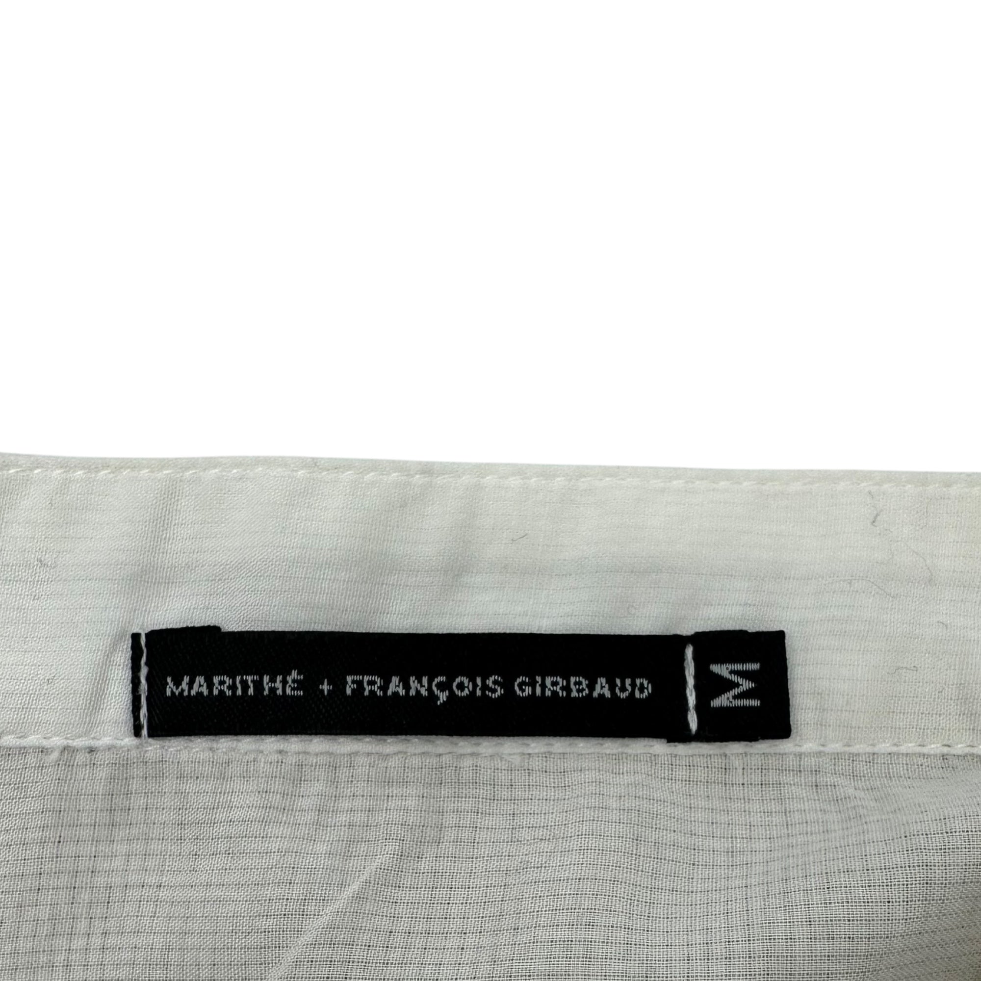 MARITHE FRANCOIS GIRBAUD(マリテフランソワジルボー) 00's Silk Cotton Red Stitching Flared Cleric Blouse 00年代 シルク コットン レッドステッチ フレア クレリック ブラウス F5-9008 M ベージュ×レッド