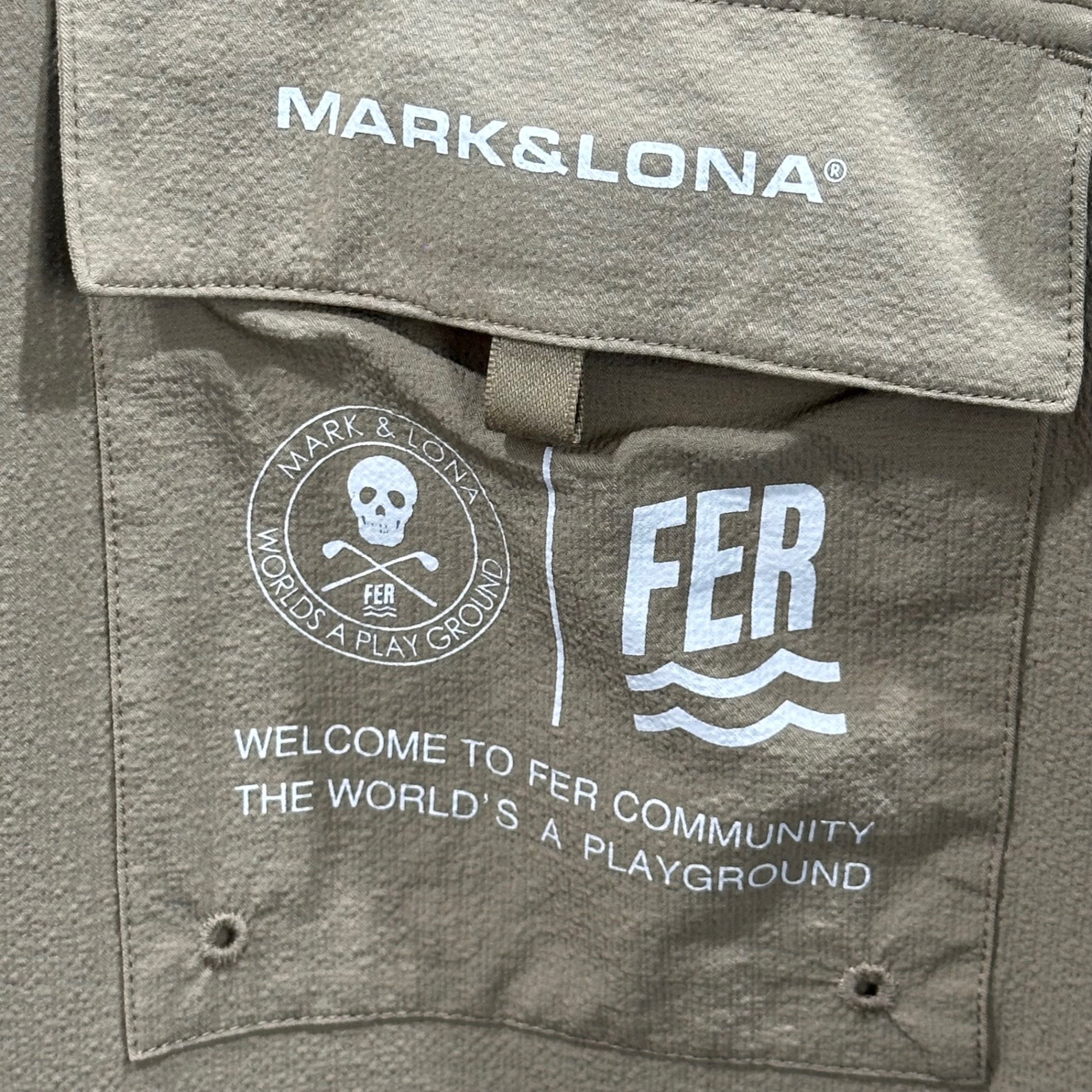 MARK&LONA(マークアンドロナ) 2025SS Fer Star U-Light shirt 半袖 シャツ MFM-5A-AC06 46 ベージュ ゴルフ ウェア