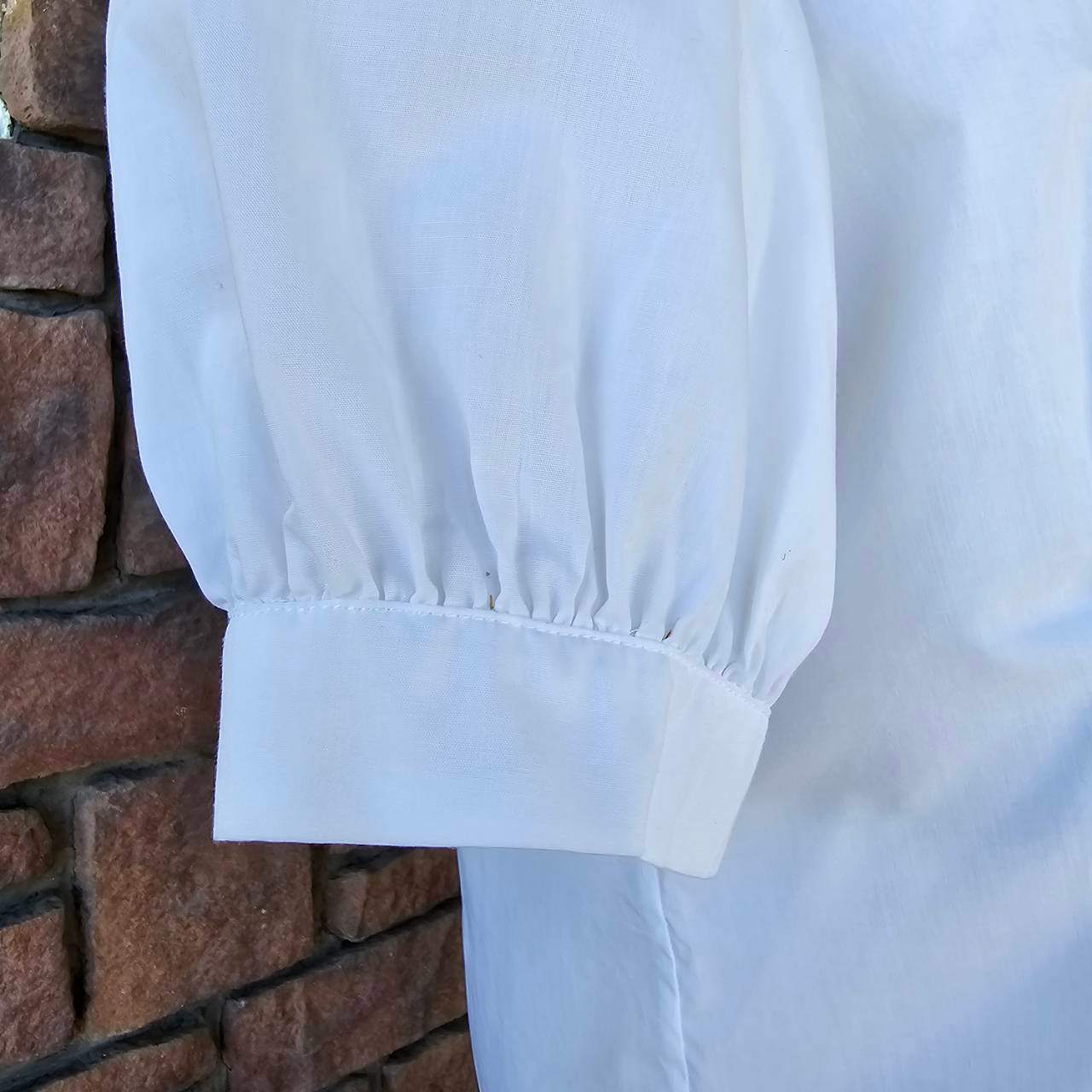 vintage(ヴィンテージ) 80'~90's big lace collar shortsleeve puffblouse 大きなレース衿の半袖パフスリーブブラウス 表記無し(M~Lサイズ程度) ホワイト デザインボタン