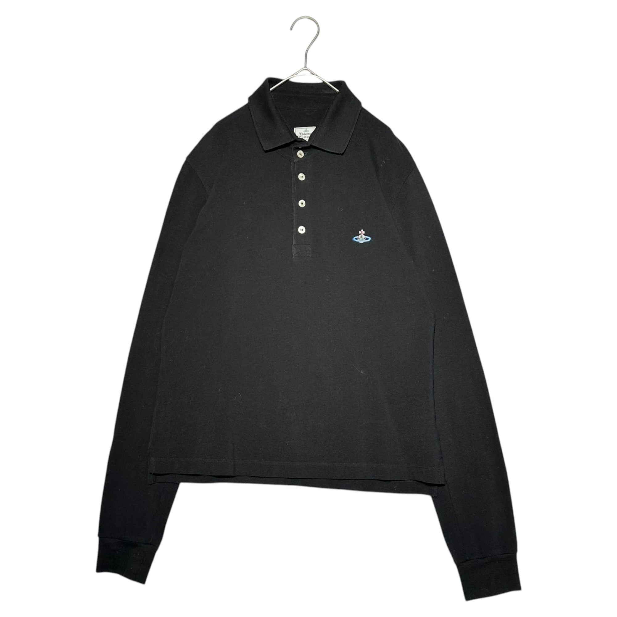 Vivienne Westwood MAN(ヴィヴィアンウエストウッドマン) 15SS Orb logo embroidered L/S polo shirt オーブロゴ 刺繍 長袖 ポロ シャツ S25GC0277 M ブラック