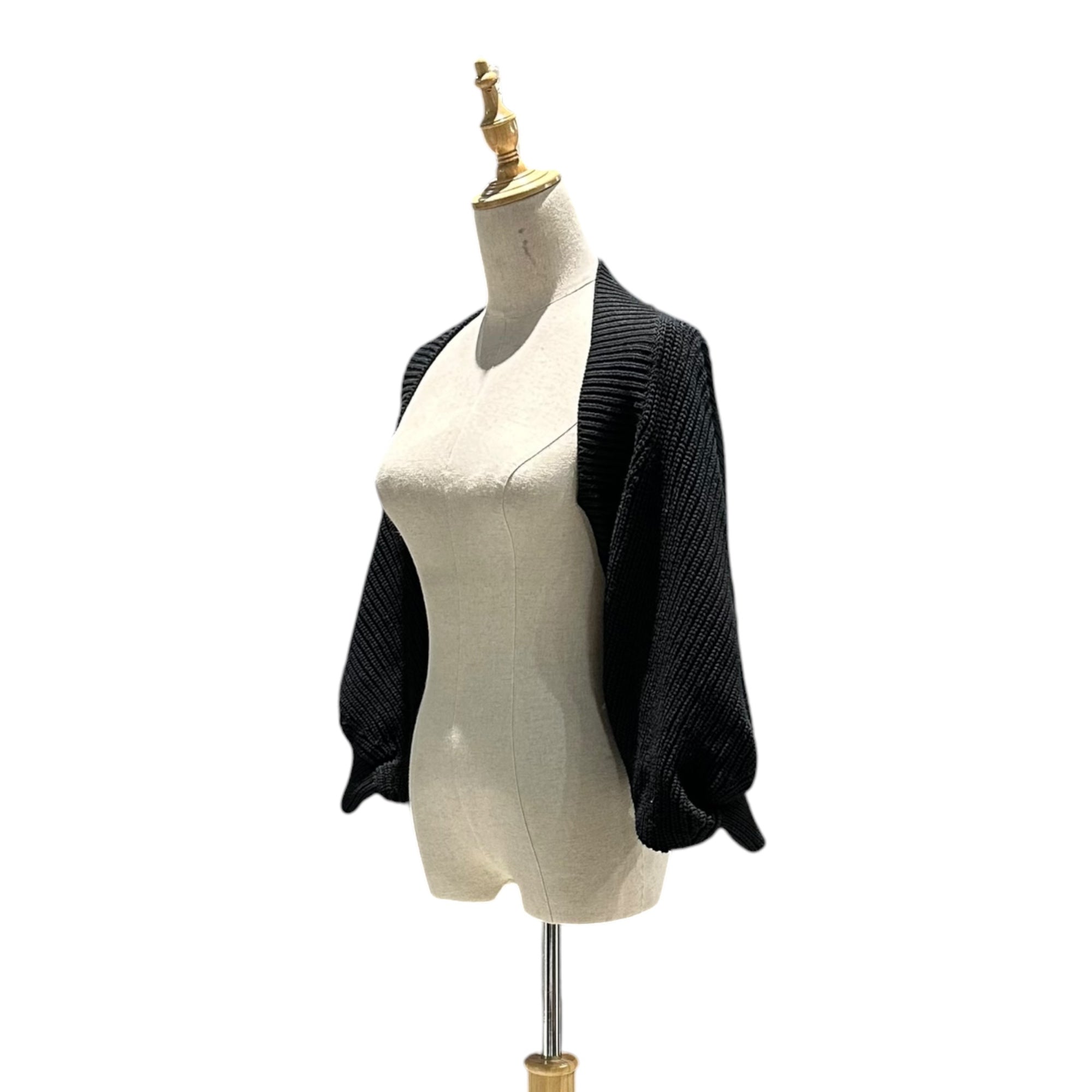 JUNYA WATANABE COMME des GARCONS(ジュンヤワタナベコムデギャルソン) 2003SS Cotton balloon-sleeve bolero バルーン スリーブ コットン ボレロ JI-N017 M ブラック 00's ニット カーディガン