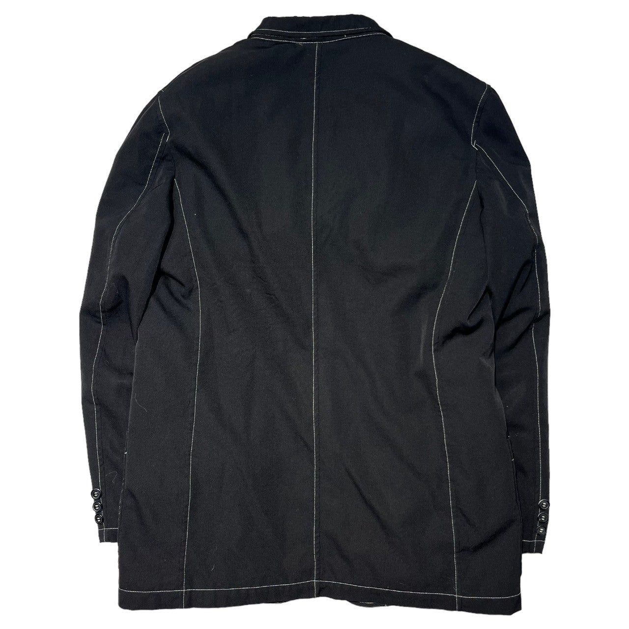 COMME des GARCONS HOMME HOMME(コムデギャルソンオムオム) 00AW inner fur 3 button jacket 内ファー 3ボタン ジャケット 田中オム M ブラック 00's ステッチ テーラード グリズリー