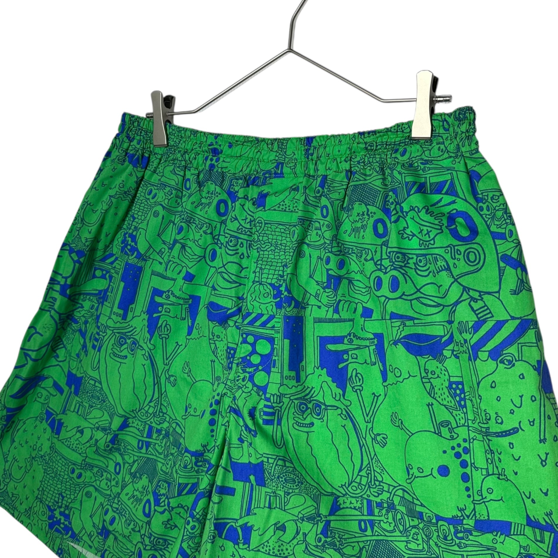 eye JUNYA WATANABE MAN(アイジュンヤワタナベマン) 24SS LOUSY LIVIN GRAPHICS SHORTS 綿 ブロード プリント グラフィック ショーツ ハーフパンツ WM-P918 XL グリーン×ブルー AD2023