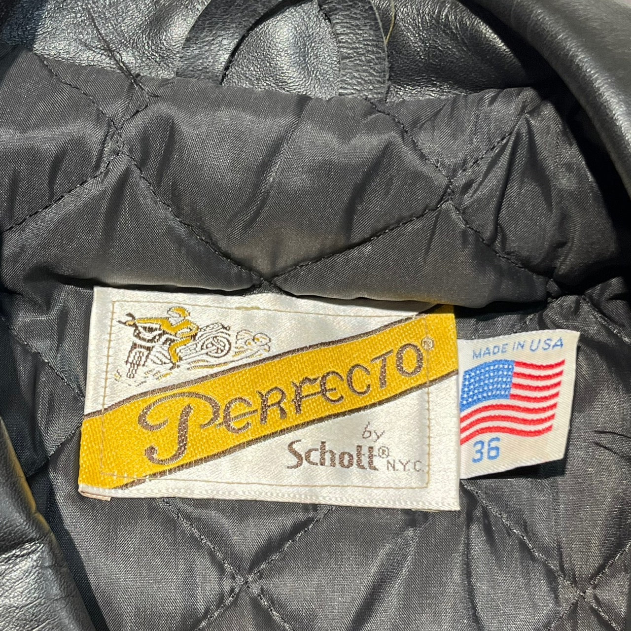 SCHOTT(ショット)希少モデル 80~90's double leather jacket/ダブルレザージャケット lot 1025 36(Sサイズ程度) ブラック バイカータグ後期 ライダースジャケット