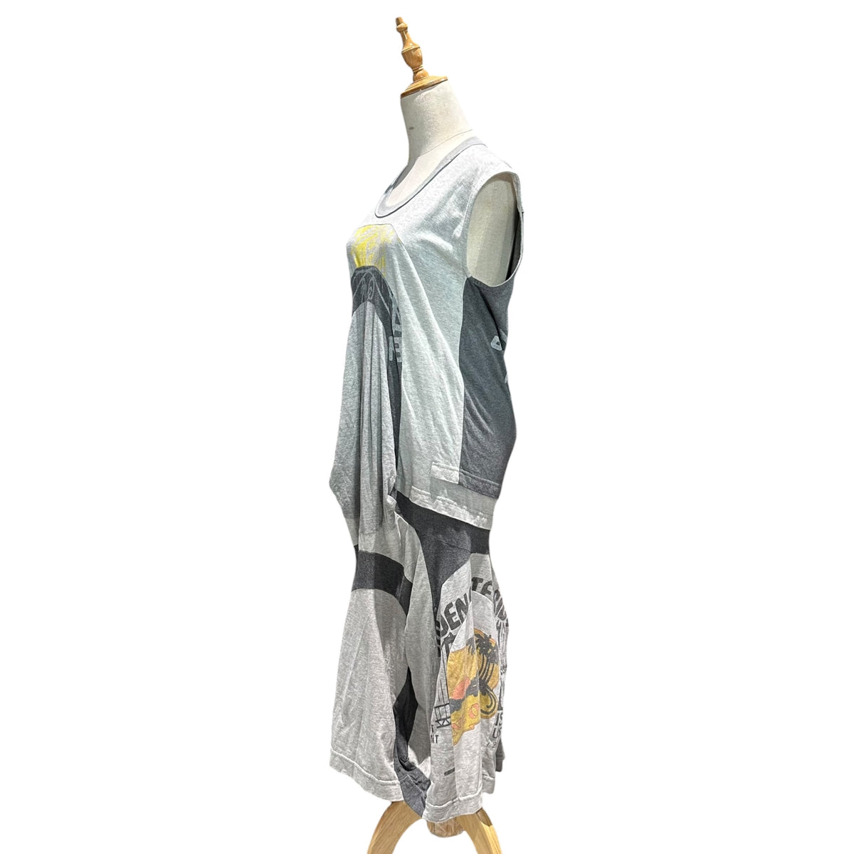 JUNYA WATANABE COMME des GARCONS(ジュンヤワタナベコムデギャルソン) 2006SS Reconstructed Docking Sleeveless Dress 再構築 ドッキング ノースリーブ ワンピース JQ-O017 SS グレー AD2005 00s アーカイブ コレクションLOOK14着用 稀少