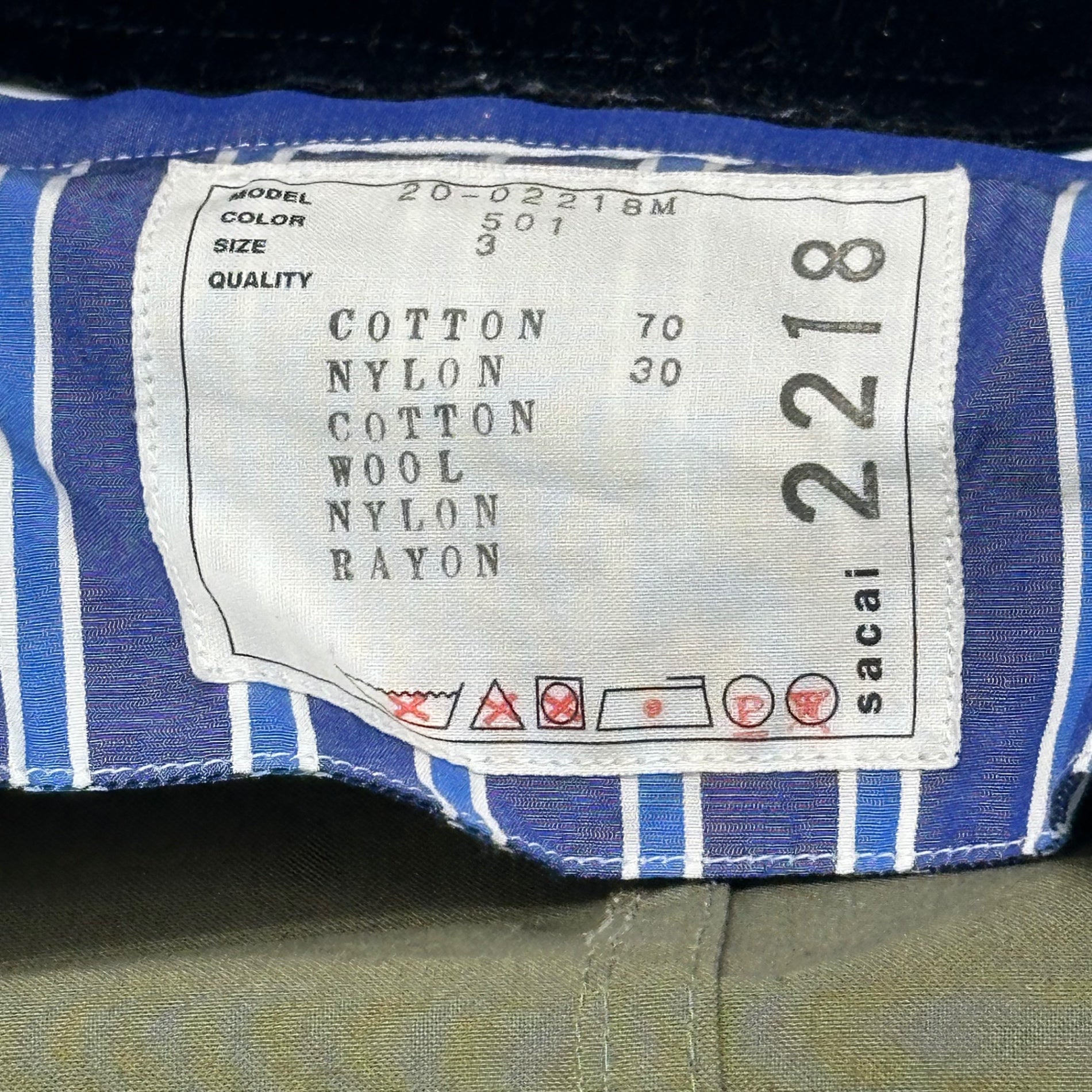 sacai(サカイ) 20SS FABRIC COMBO SHIRTS ファブリック コンボ シャツ ミリタリー 20-02218M 3 カーキ