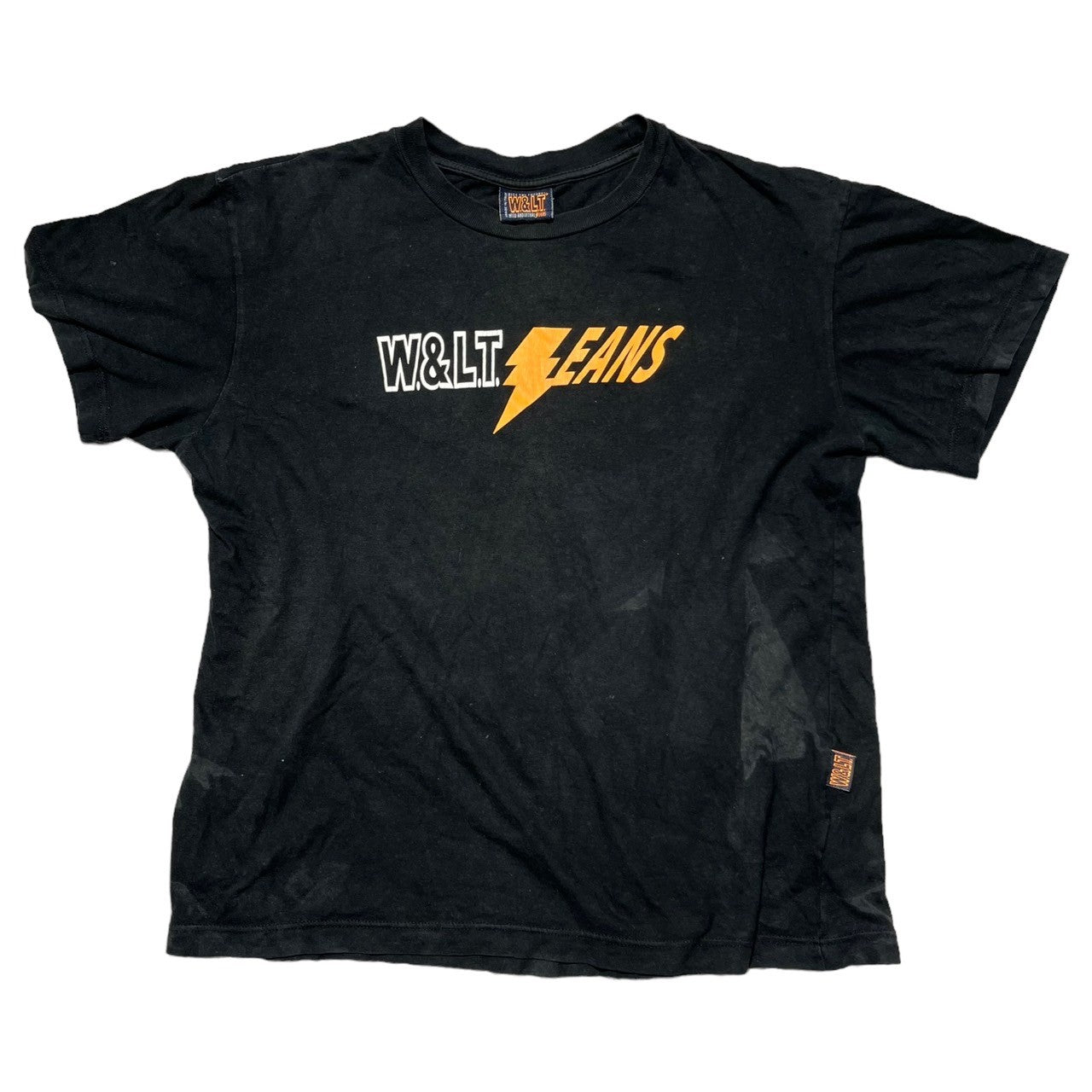 W.&L.T. JEANS(ウォルトジーンズ) 00's lightning logo t-shirt 雷ロゴ Tシャツ 00年代 ヴィンテージ L ブラック×オレンジ