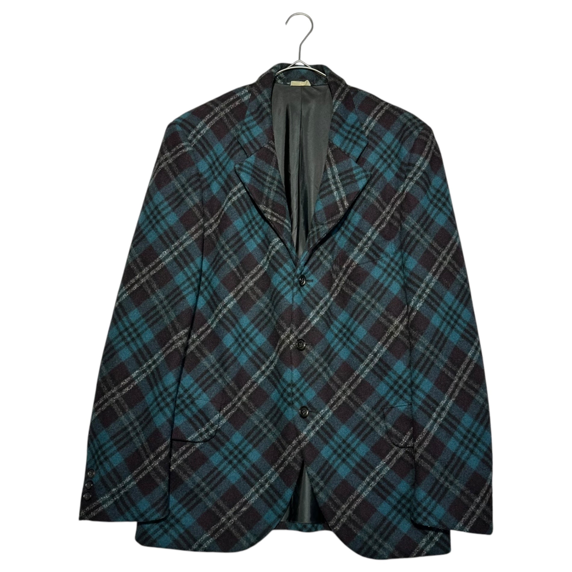 COMME des GARCONS HOMME PLUS EVER GREEN(コムデギャルソンオムプリュスエバーグリーン) 06AW Tartan check wool tailored jacket タータンチェック ウール テーラード ジャケット PR-J216 S ブルー×パープル 1998AW復刻 インサイドアウト期