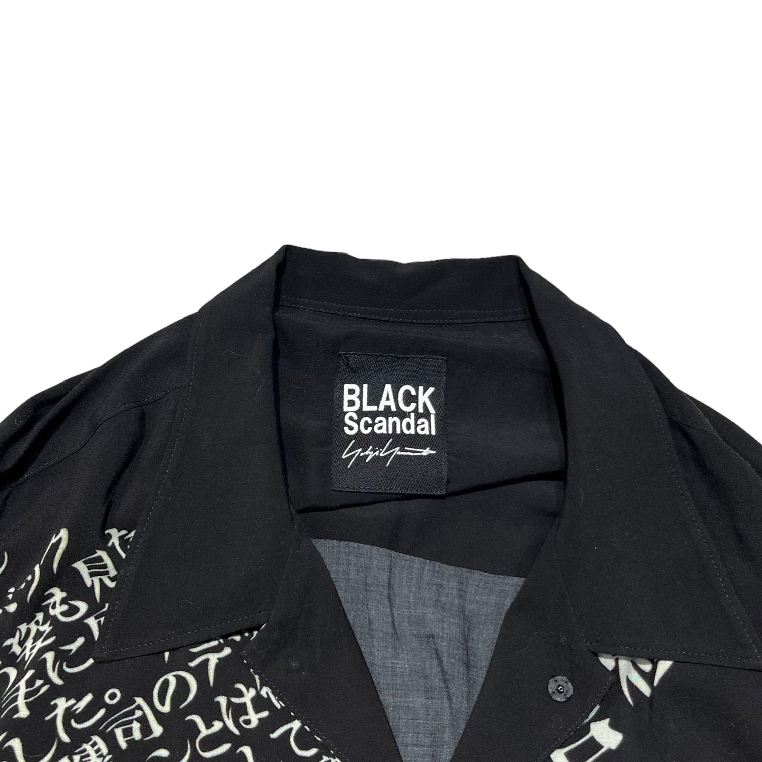 BLACK Scandal Yohji Yamamoto(ブラックスキャンダルヨウジヤマモト) 19SS Deep trust in the body Rayon long shirt 肉体への深い信頼 レーヨン ロング シャツ HH-B57-836 3(L) ブラック 開襟 オープンカラー