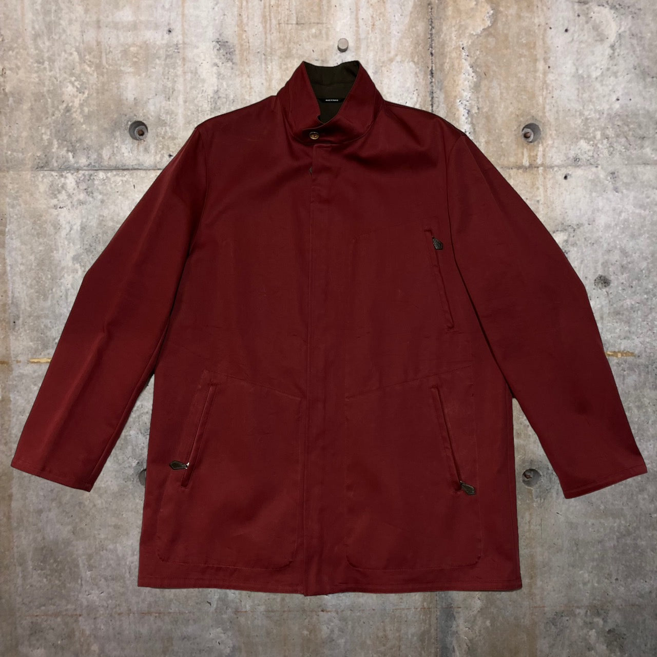 HERMES(エルメス) water repellent stand collar coat/撥水スタンドカラーコート/コットンコート 52(XLサイズ程度) ワインレッド 2004~2009年モデル