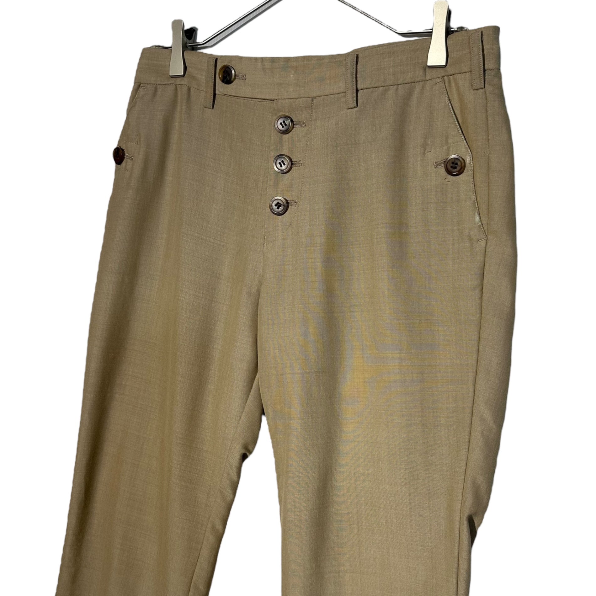 COMME des GARCONS JUNYA WATANABE MAN(コムデギャルソンジュンヤワタナベマン) 13SSシルク混ボタンフライパンツ WK-P013 XS ベージュ AD2012