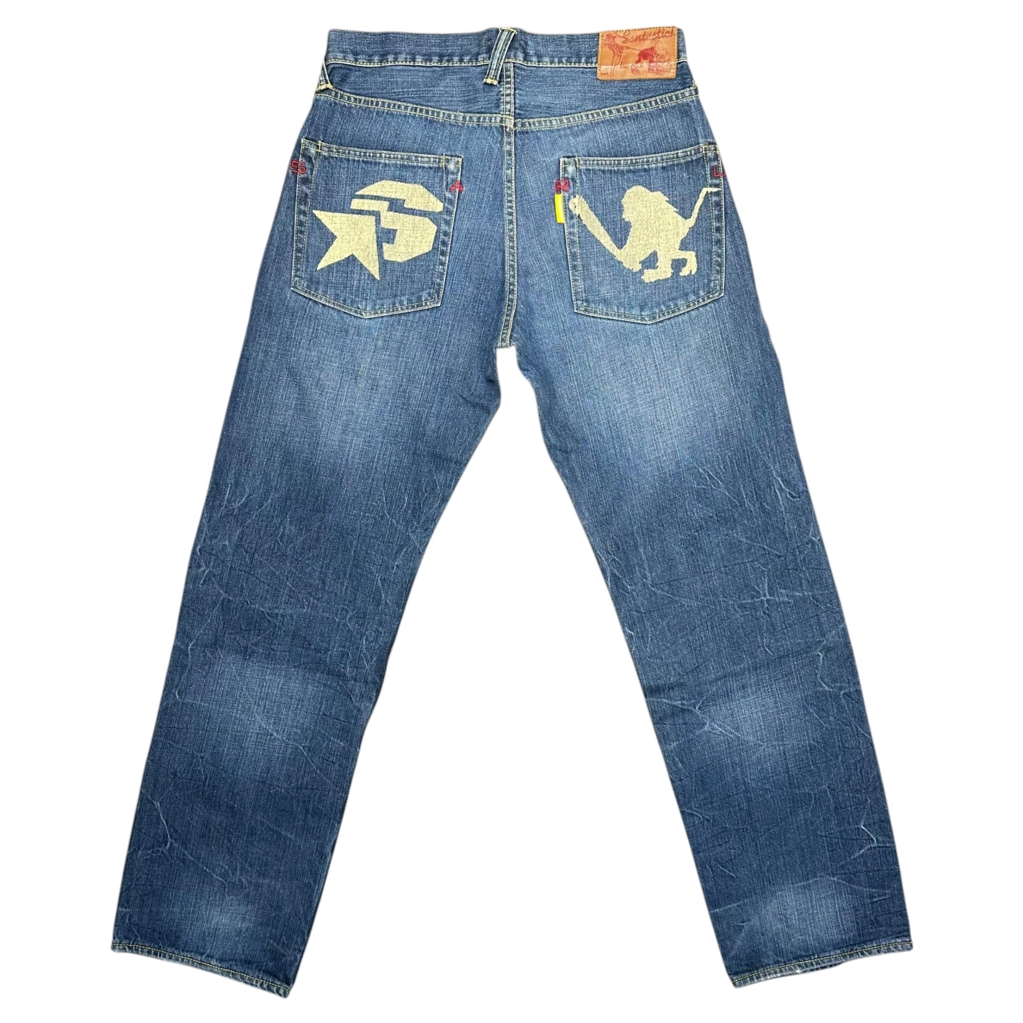 SANTASTIC!(サンタスティック) Back Paint Straight Denim Pants バック ペイント ストレート デニム パンツ E99001 L インディゴ