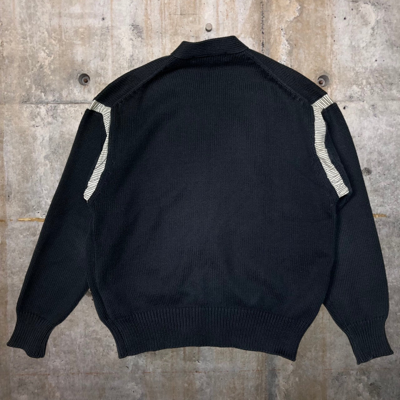 COMME des GARCONS HOMME(コムデギャルソンオム) 90's sleeve switching cotton cardigan/袖切替コットンカーディガン/90年代/ヴィンテージ/田中啓一 HN-100020 SIZE FREE ブラック×ホワイト AD1993 田中オム