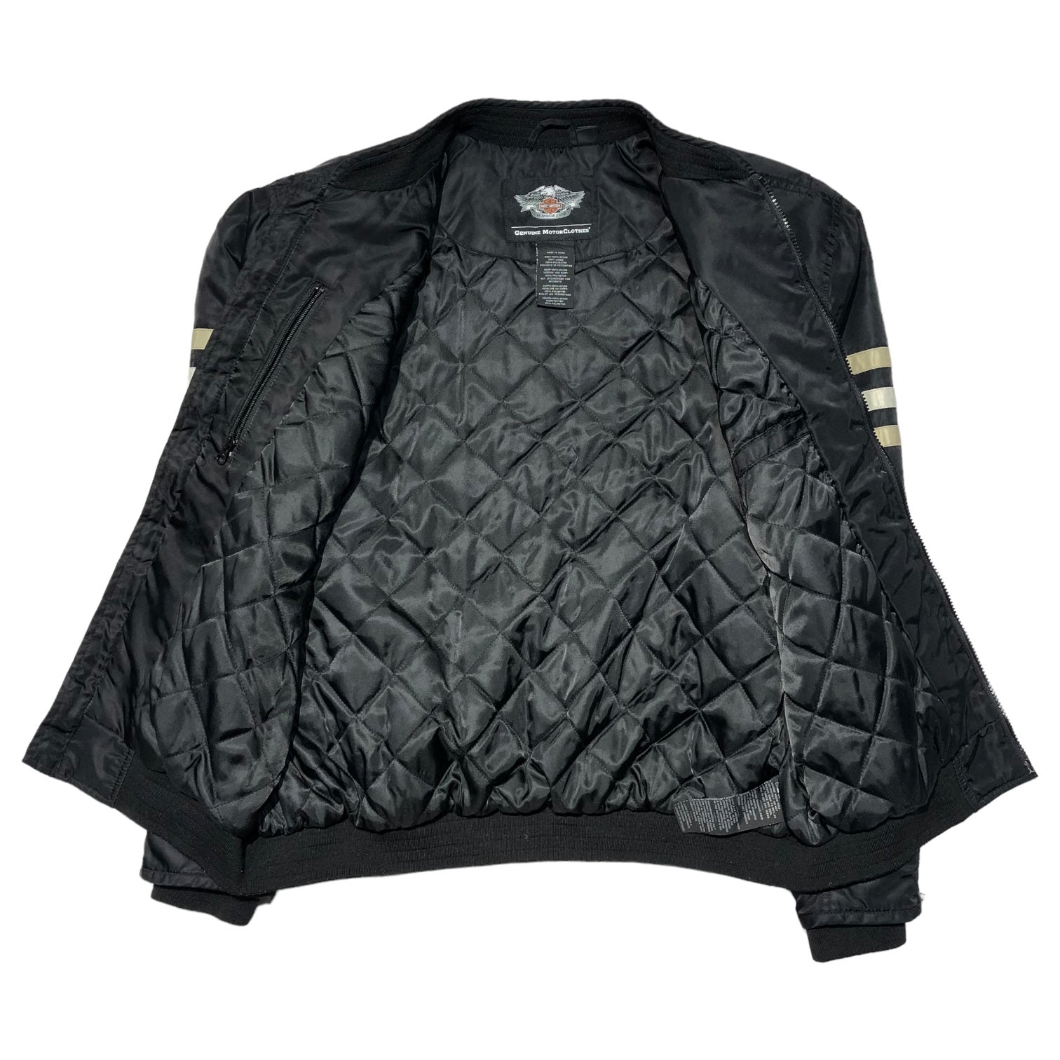 HARLEY DAVIDSON(ハーレーダヴィッドソン) Heritage Nylon Bomber Jacket ヘリテージ ナイロン ボンバー ジャケット 98552-15VM L ブラック×ホワイト レーシング ライダース バイカー