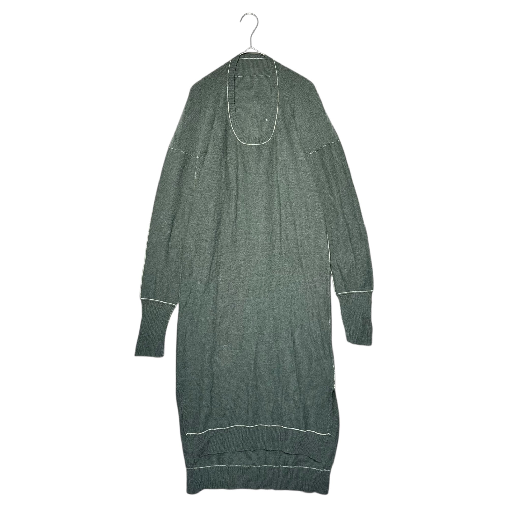 Y's(ワイズ) Stitchwork knit dress ステッチワーク ニット ワンピース YP-K13-174 FREE モスグリーン×ホワイト