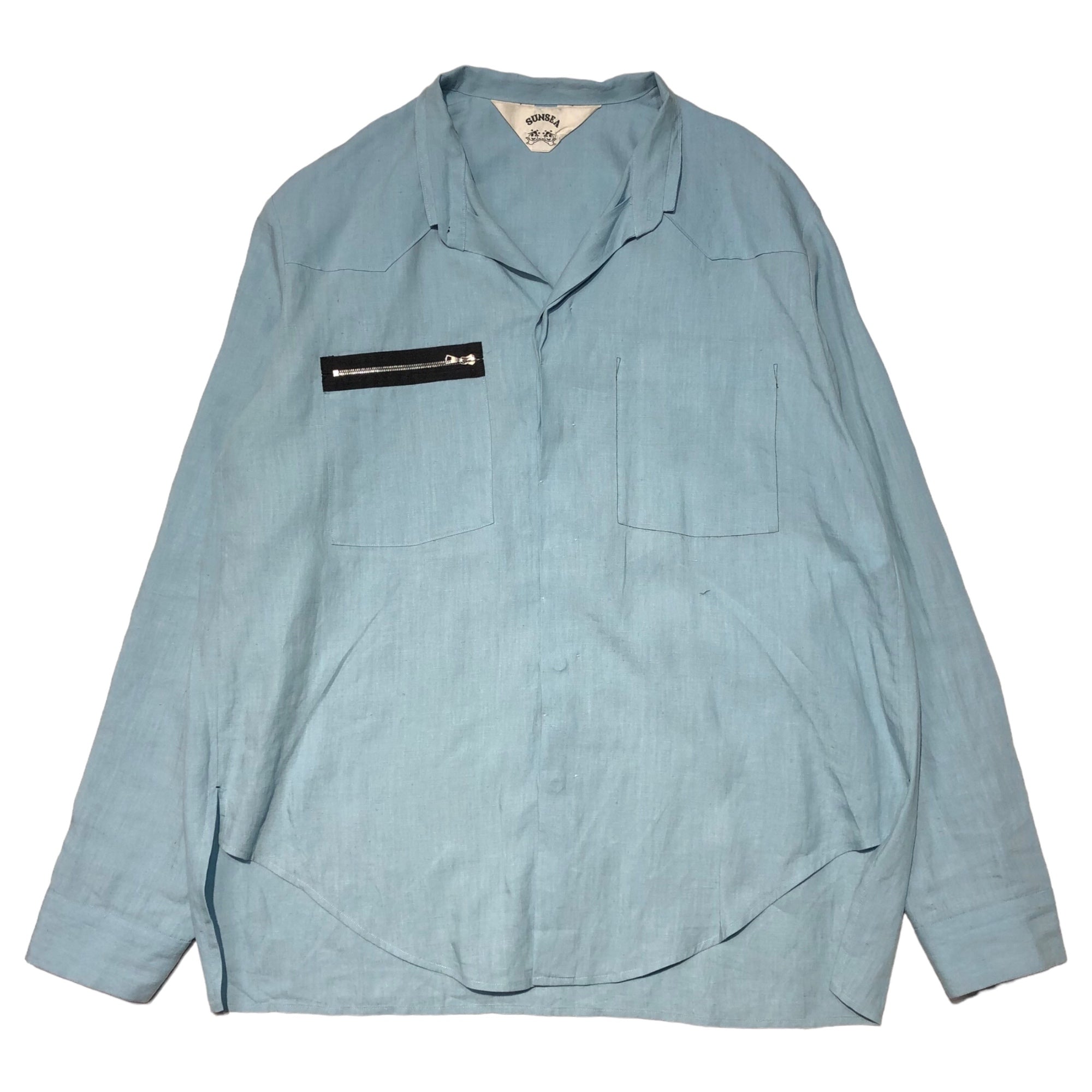 SUNSEA(サンシー) 18SS Linen Zip Shirt 2 リネン ジップシャツ 18S15 2(M) ライトブルー