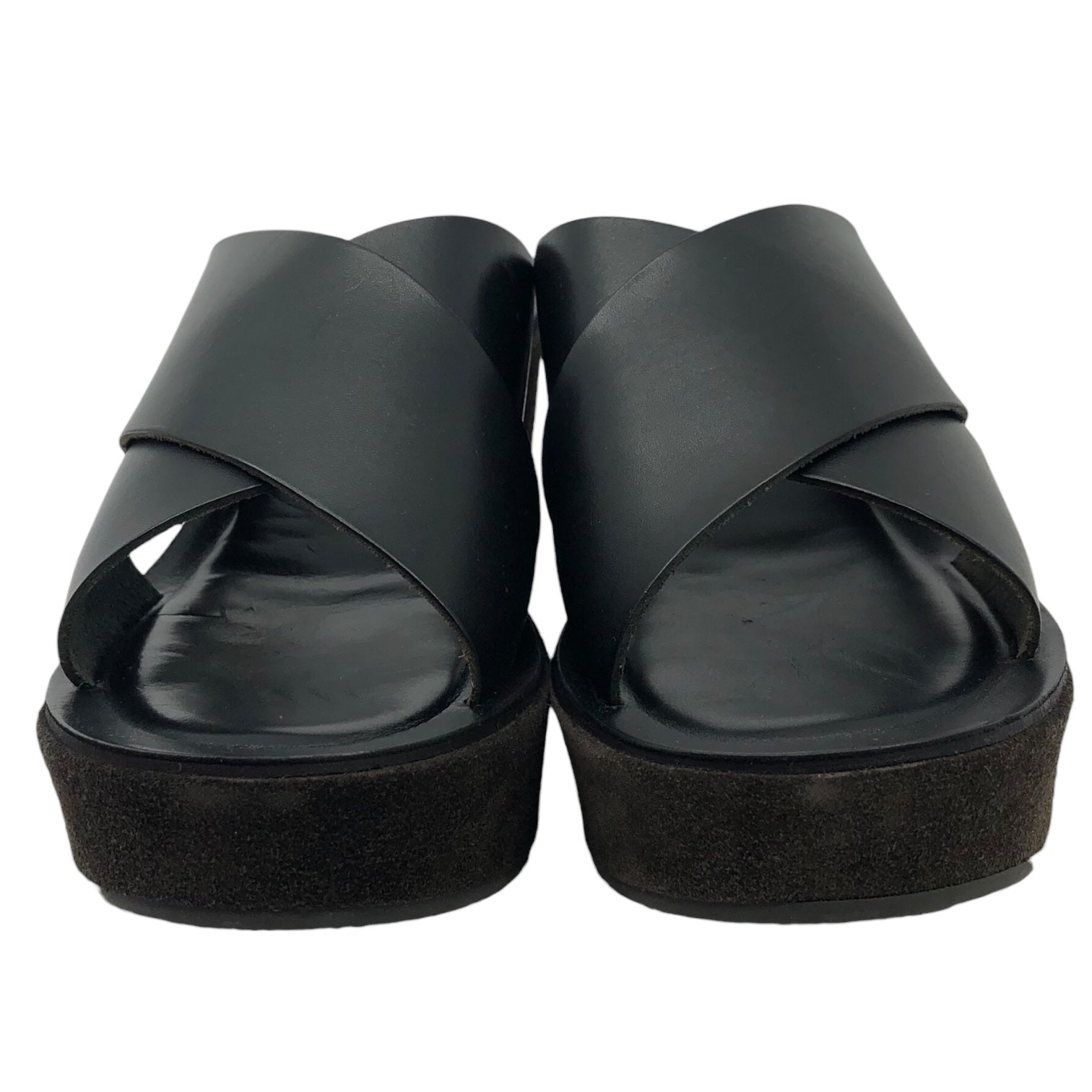 CORSO ROMA,9(コルソローマ) platform cross sandals プラットフォーム クロス サンダル 8117 38(24~24.5cm程度) ブラック IENA等取扱 参考定価17,600円(税込)