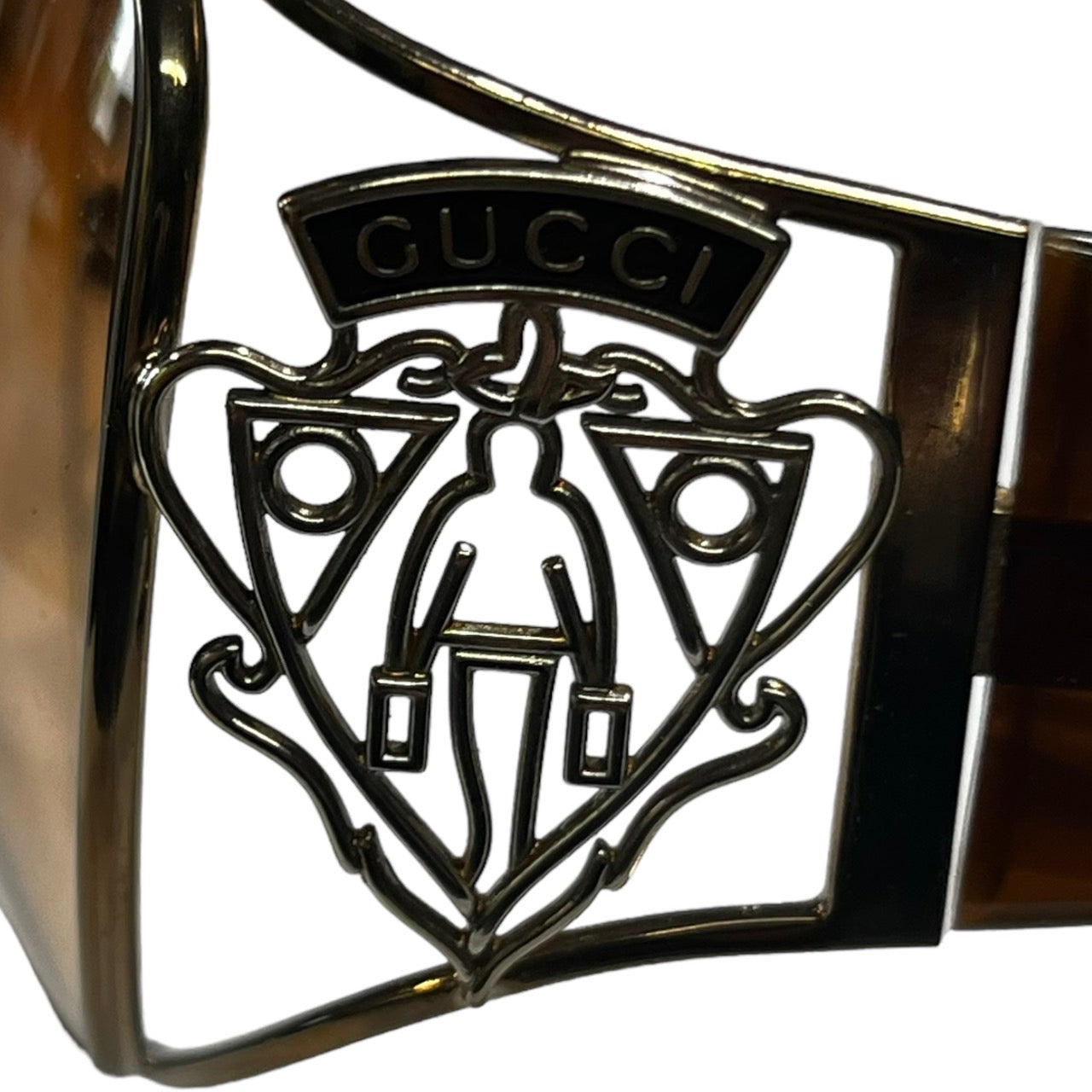 GUCCI(グッチ) ロゴクレストデザインヴィンテージサングラス/ブラウングラデーション/ダブルブリッジ 2827/S1LBBA 60□15-105 ゴールド×ブラウン