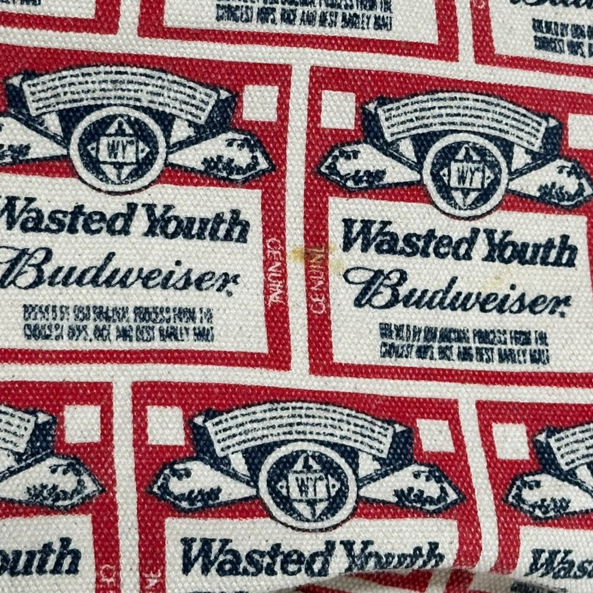 Wasted Youth(ウェイステッド ユース) ×Budweiser PAPERBOY BAG ロゴキャンバス ショルダーバッグ ホワイト×レッド verdy
