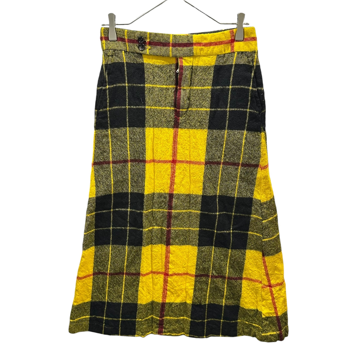 COMME des GARCONS(コムデギャルソン) 2000AW Tartan Check Fulling Wool Long Skirt タータン チェック ウール縮絨 ロング スカート GS-04010S S イエロー×ブラック×レッド AD2000 00s アーカイブ