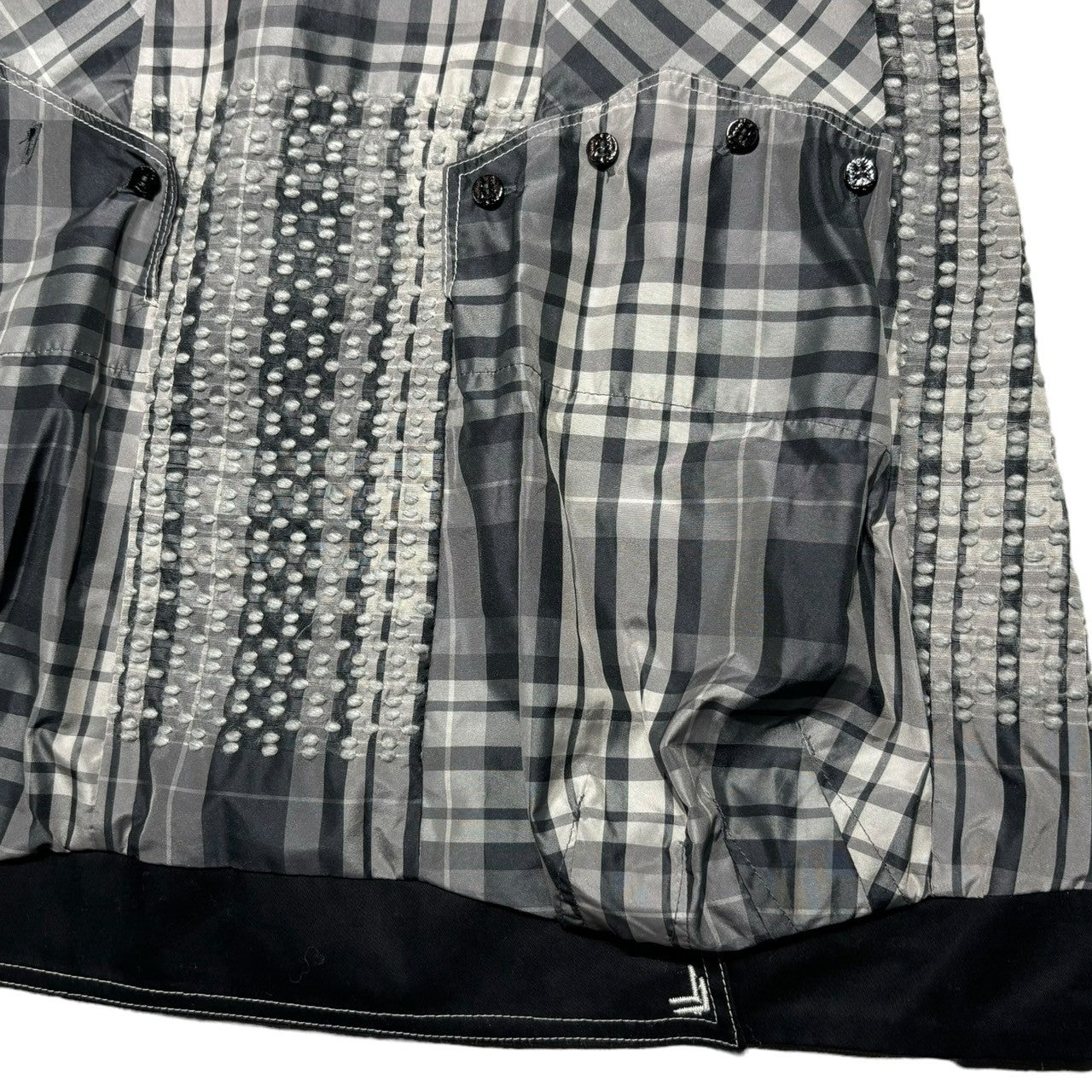 MARITHE FRANCOIS GIRBAUD(マリテフランソワジルボー) 00's Different material docking flare dress 異素材 ドッキング フレア ワンピース F7-9060 S グレー×ブラック Y2K 長袖