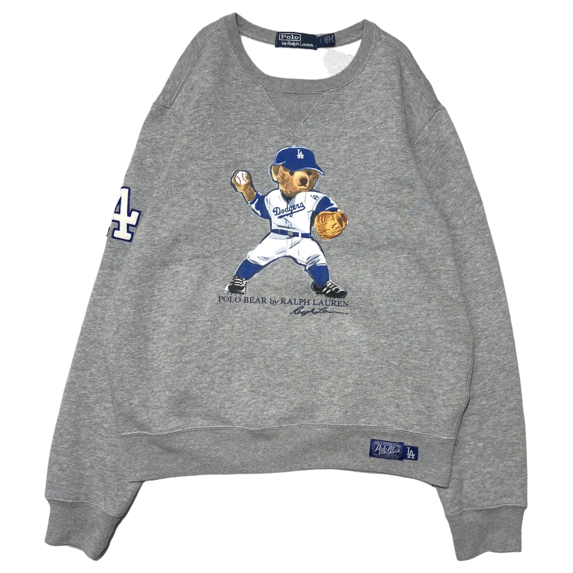 POLO RALPH LAUREN×MLB Dodgers(ポロラルフローレン×ドジャース) MLB polo bear sweatshirt ポロ ベア ベースボール スウェット S グレー 野球 メジャー 限定 コラボ