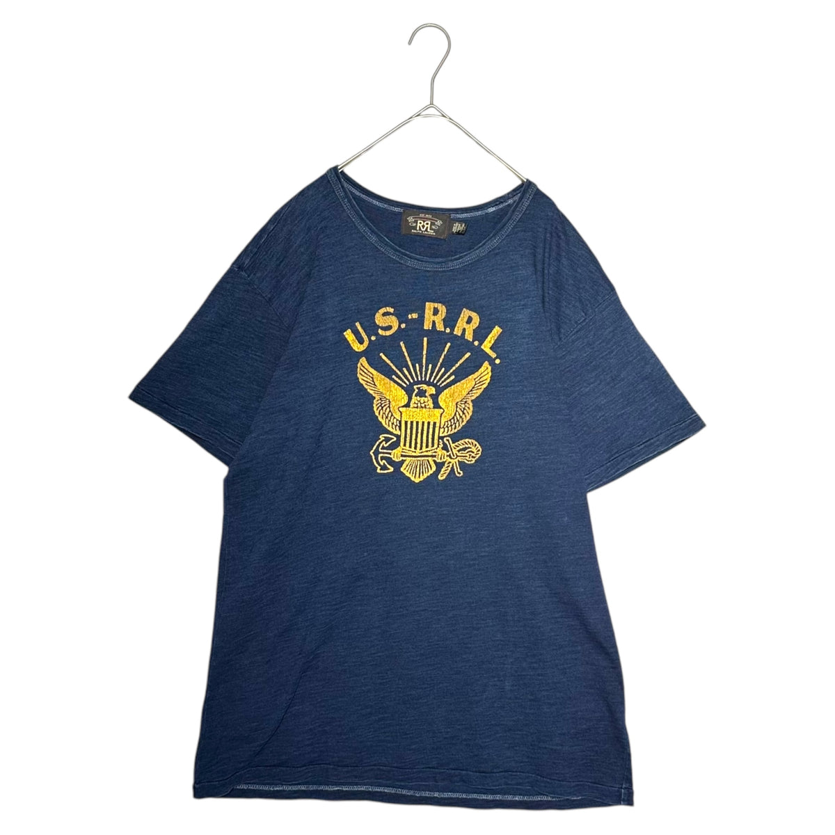 RRL(ダブルアールエル) Indigo Dyed Front Print Crew Neck T-Shirt 