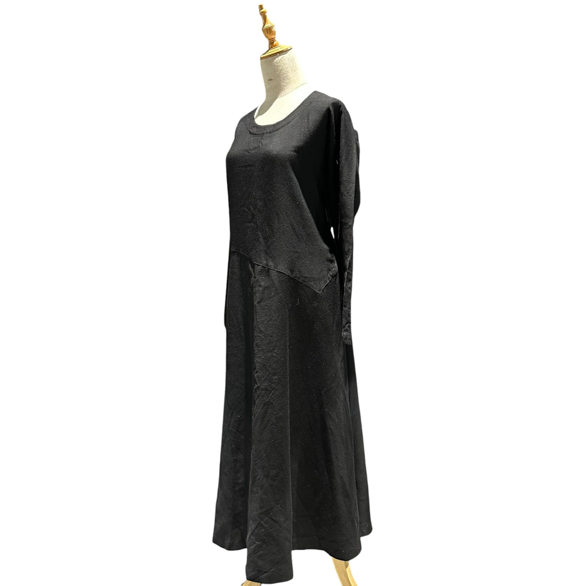 tricot COMME des GARCONS(トリココムデギャルソン) 1994AW Long-Sleeve Flare Long Dress 長袖 フレア ロング ワンピース TO-04029M M ブラック AD1994 90s アーカイブ
