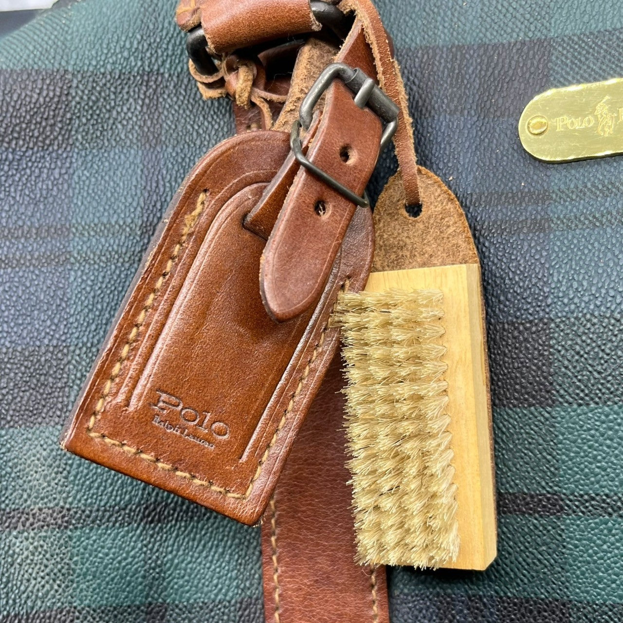 POLO RALPH LAUREN(ポロラルフローレン) 2WAY チェック ボストン バッグ グリーン×ネイビー 旅行