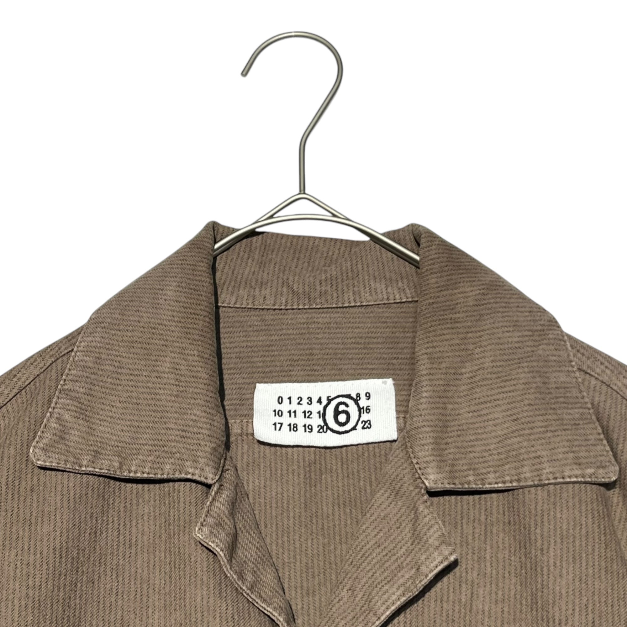 Maison Martin Margiela(メゾン マルタンマルジェラ) 05AW ⑥ Archive striped french work shirt jacket アーカイブ ストライプ フレンチ ワーク シャツ ジャケット 42(L程度) ブラウン アーカイブ 本人期 00s MM6 ここのえ