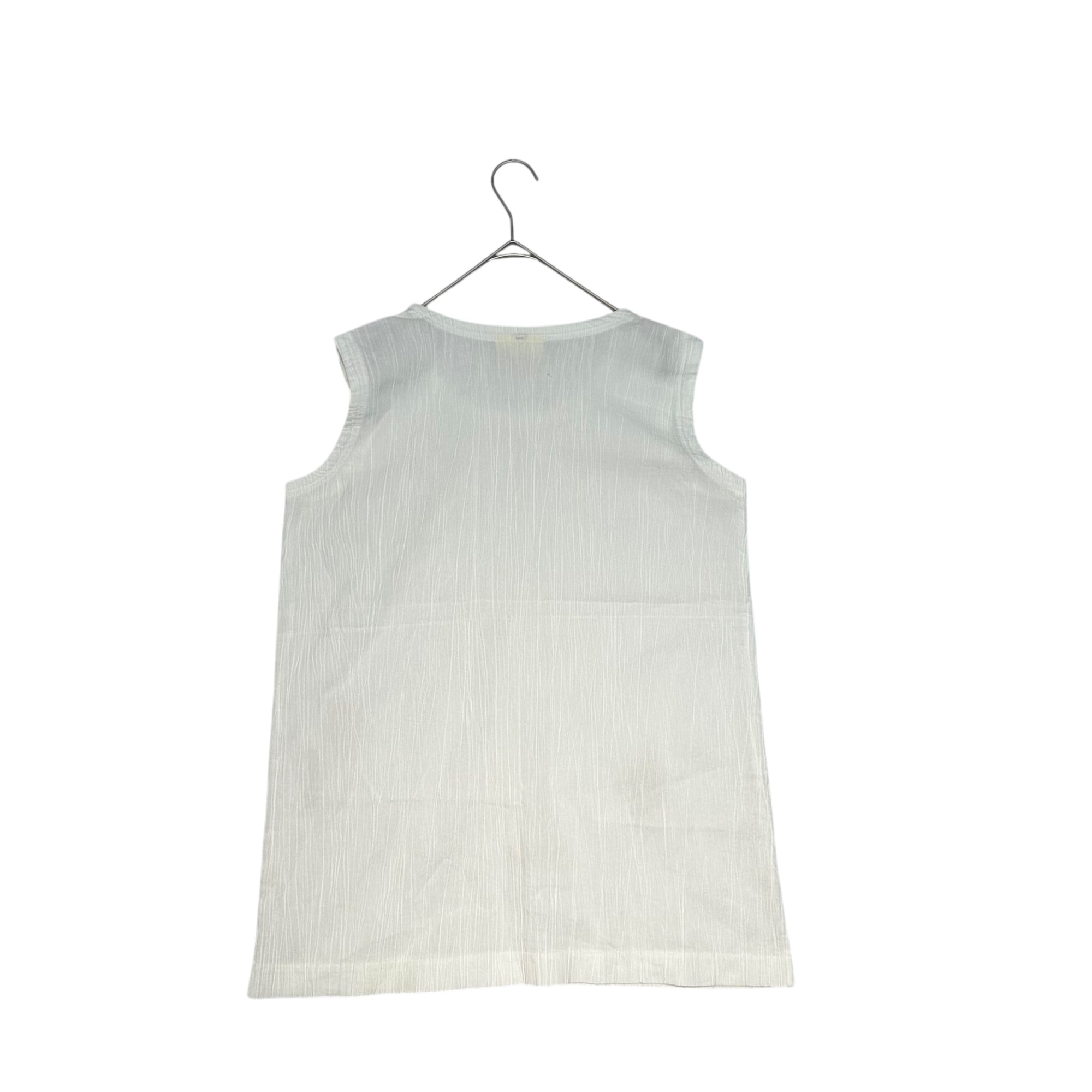 HAI SPORTING GEAR ISSEY MIYAKE(ハイスポルティングギア イッセイミヤケ) 80's Pleated sleeveless blouse with stole 80年代 ストール付き プリーツ ノースリーブ ブラウス M ホワイト