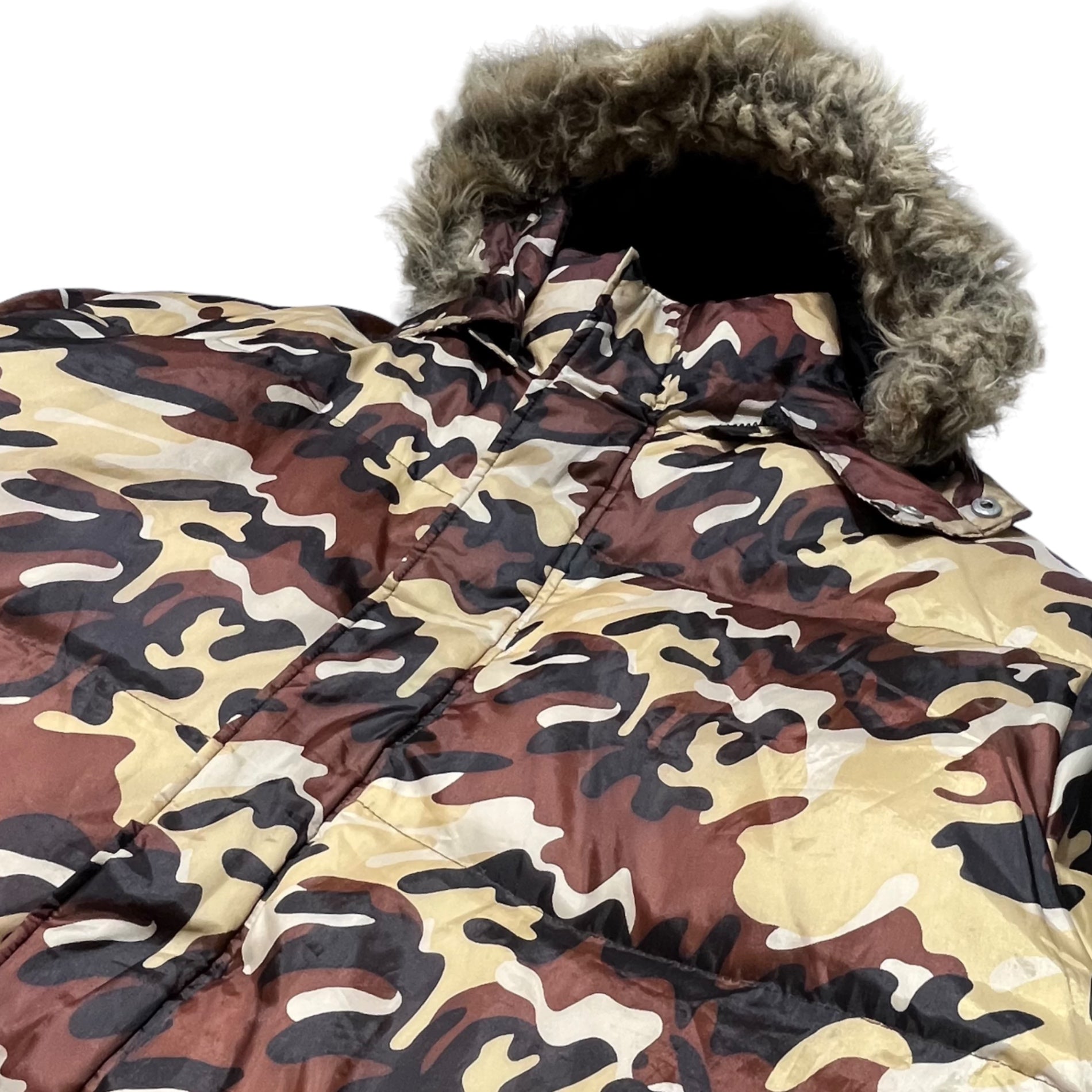 AMERICA&FIRST(アメリカ&ファースト) camouflage down jacket カモフラ ダウン ジャケット M ベージュ×ブラック