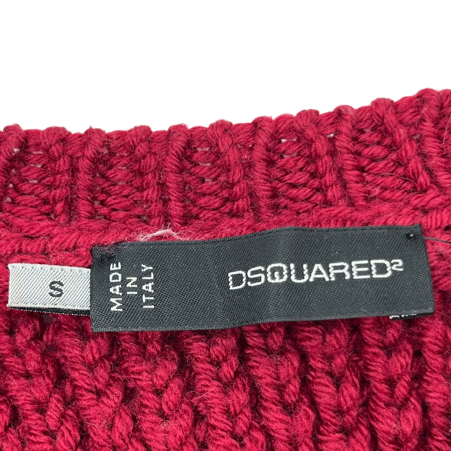 DSQUARED2(ディースクエアード) Logo plate low knit gauge ロゴプレート ローゲージ 畦編み ニット S71GP0443 S レッド
