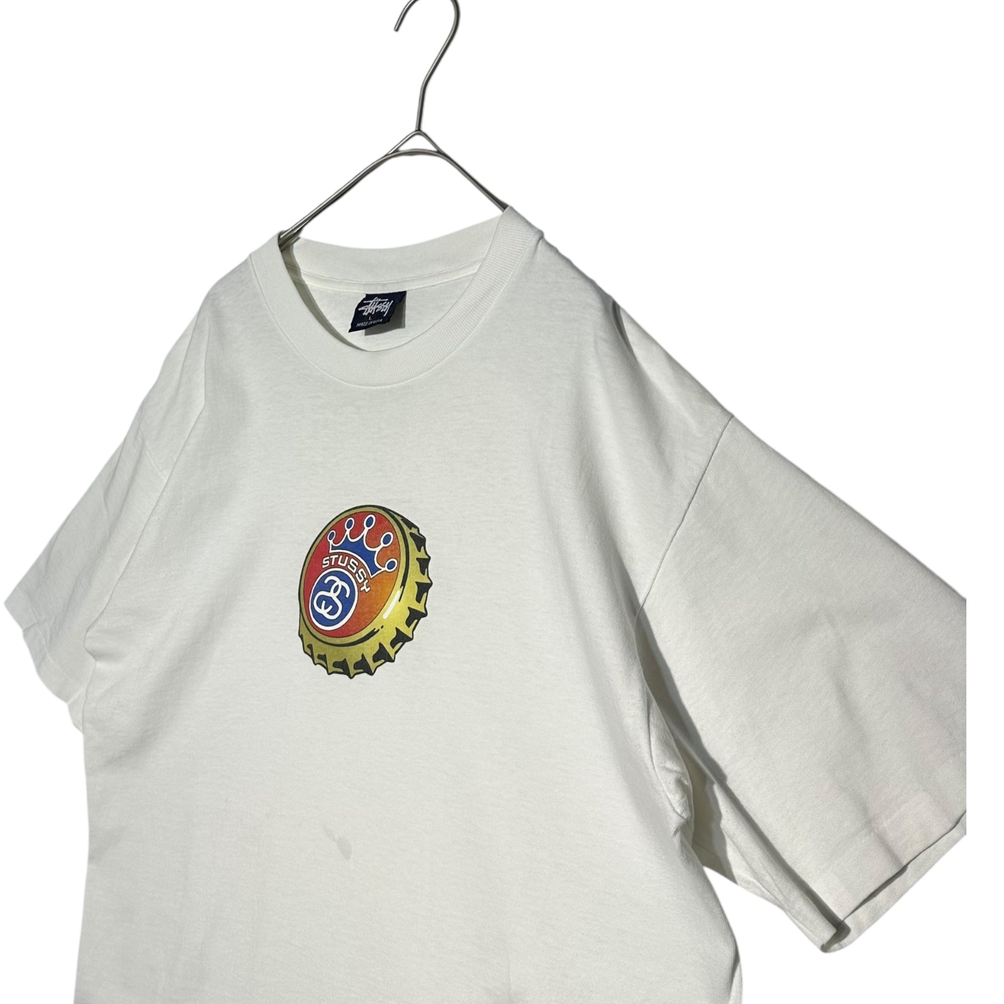 STUSSY(ステューシー) 90's USA made Bin lid logo graphic T-shirt ビン ふた ロゴ グラフィック Tシャツ L ホワイト 90年代 USA製 ヴィンテージ OLD