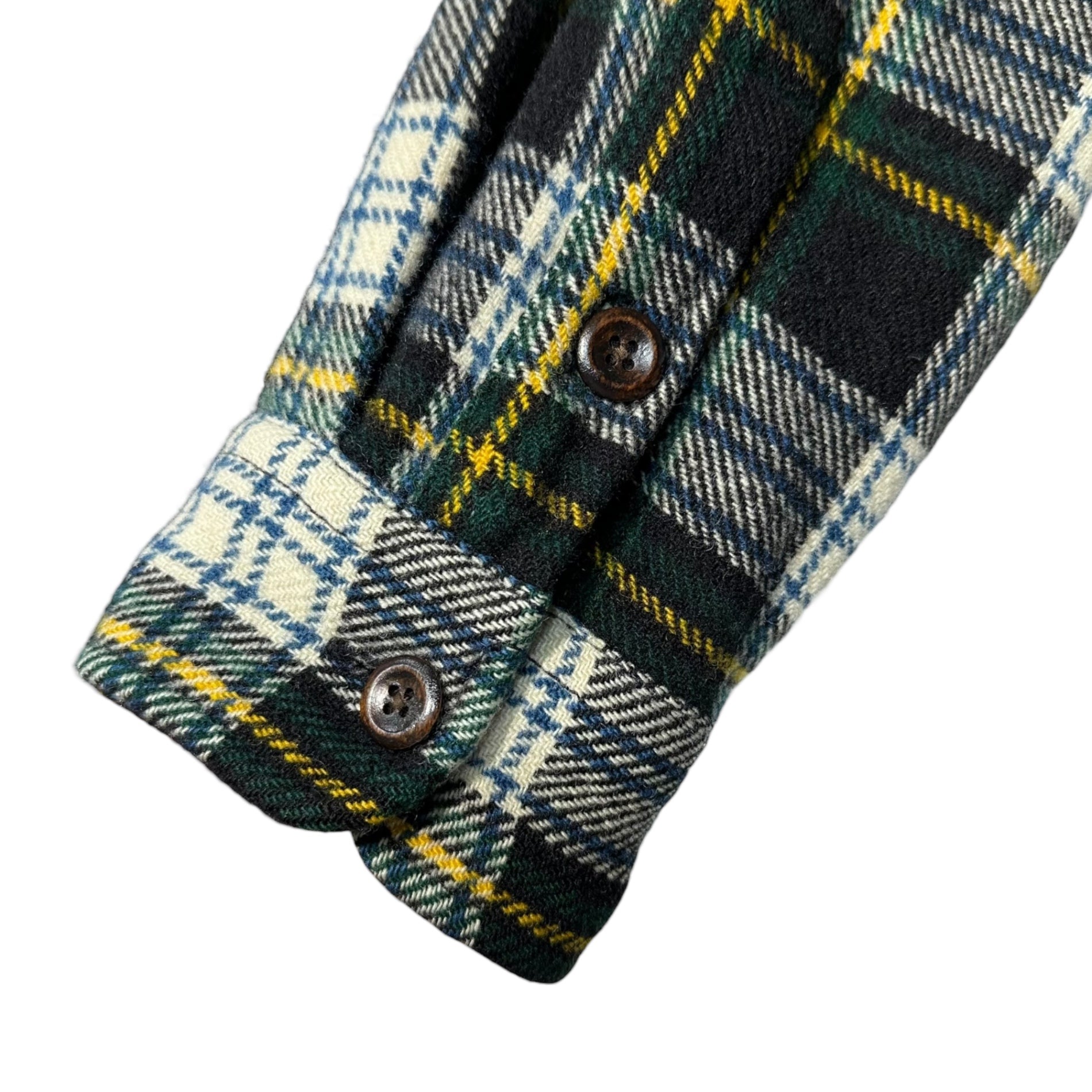 RRL(ダブルアールエル) Tartan Check Elbow Patch Wool Flannel Shirt タータンチェック エルボーパッチ ウール フランネル シャツ M ネイビー×グリーン ネルシャツ