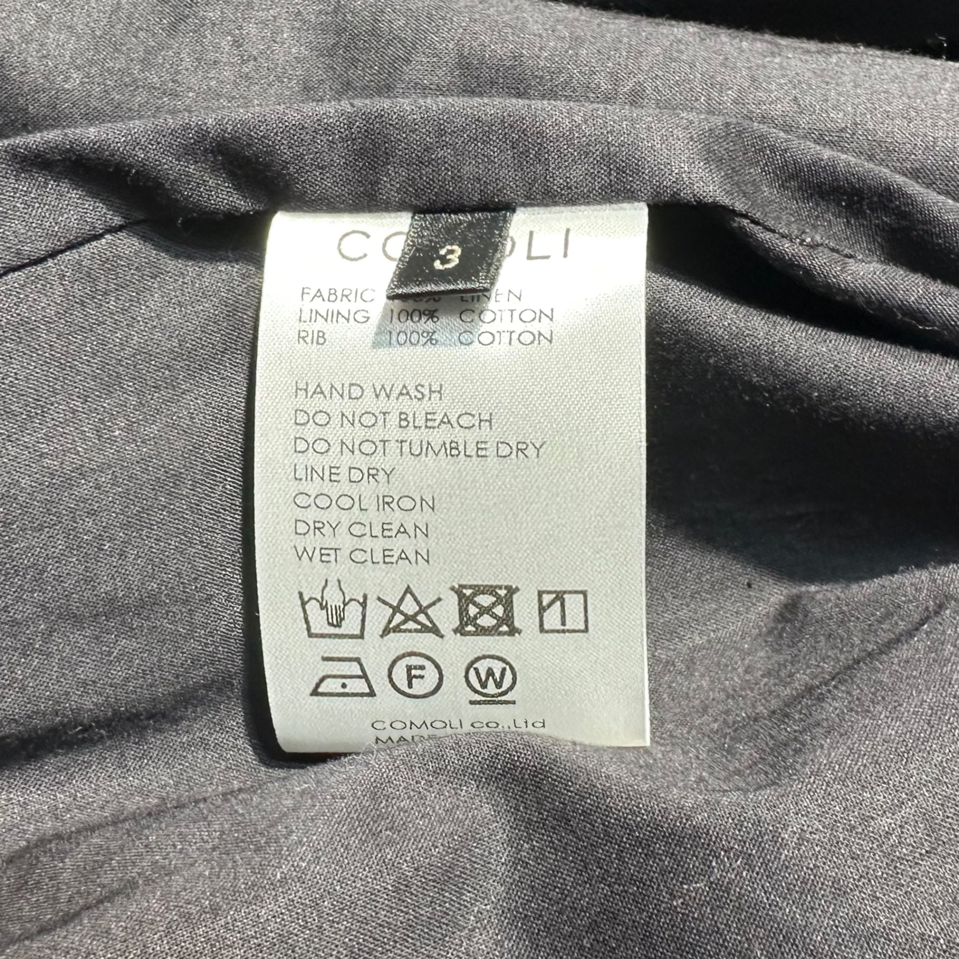 COMOLI(コモリ) Linen W Cloth Zip Blouson リネンW クロス ジップ ブルゾン Z01-01019 3 ブラック ジャケット