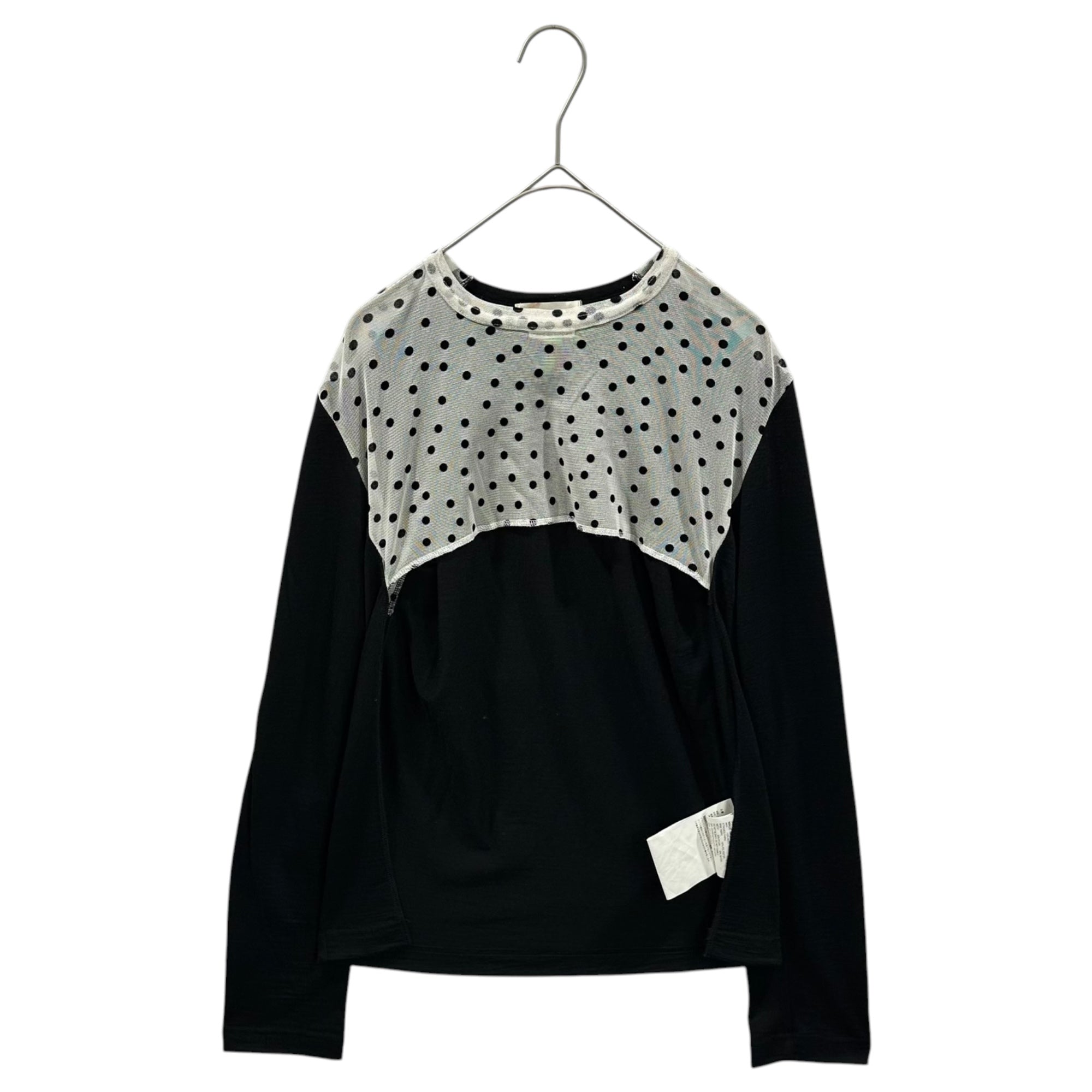 COMME des GARCONS(コムデギャルソン) 2011AW Polka Dot Mesh-Panel Wool Knit Top ドット メッシュ 切替 ウール カットソー GH-T047 XS ブラック×ホワイト AD2011