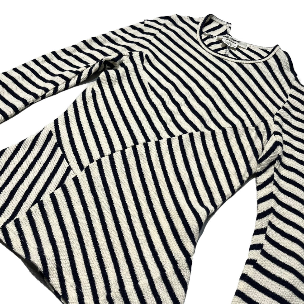 COMME des GARCONS JUNYA WATANABE(コムデギャルソンジュンヤワタナベ) 13AW Bias border cotton knit/cut and sew バイアス ボーダー コットン ニット カットソー 長袖 JL-T002 SIZE S