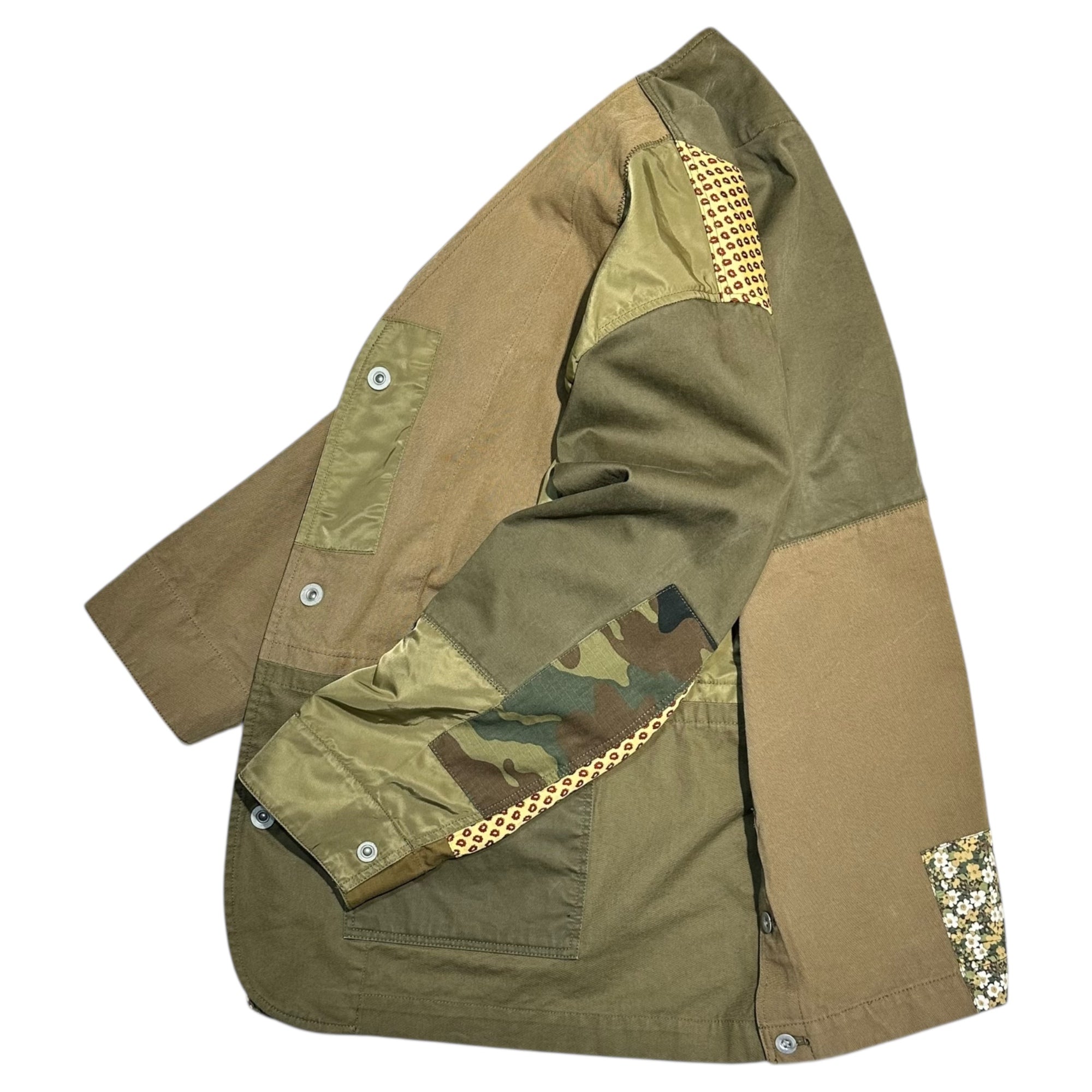 COMME des GARCONS HOMME(コムデギャルソンオム) 25SS Cotton Oxford Multi Fabric Khaki/mix Jacket コットン オックスフォード 異素材 カーキ ミックス ジャケット ノーカラー HO-J017 M カーキ AD2024 参考定価97,900円(税込)