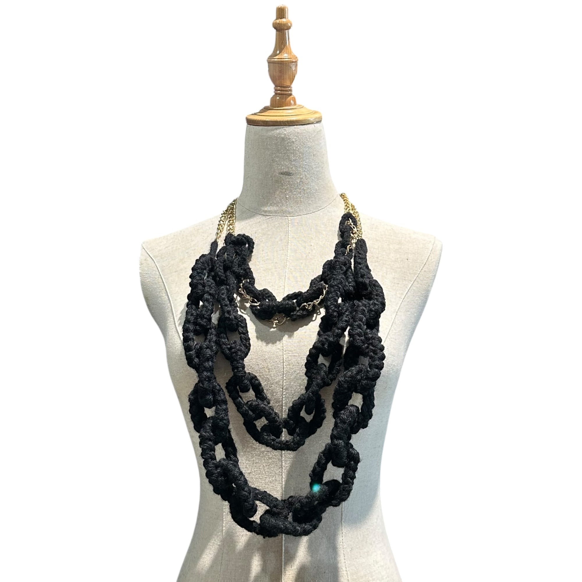 tricot COMME des GARCONS(トリココムデギャルソン) Triple-Strand Knit Chain Necklace 3連 ニット チェーン ネックレス TH-N205 ブラック×ゴールド