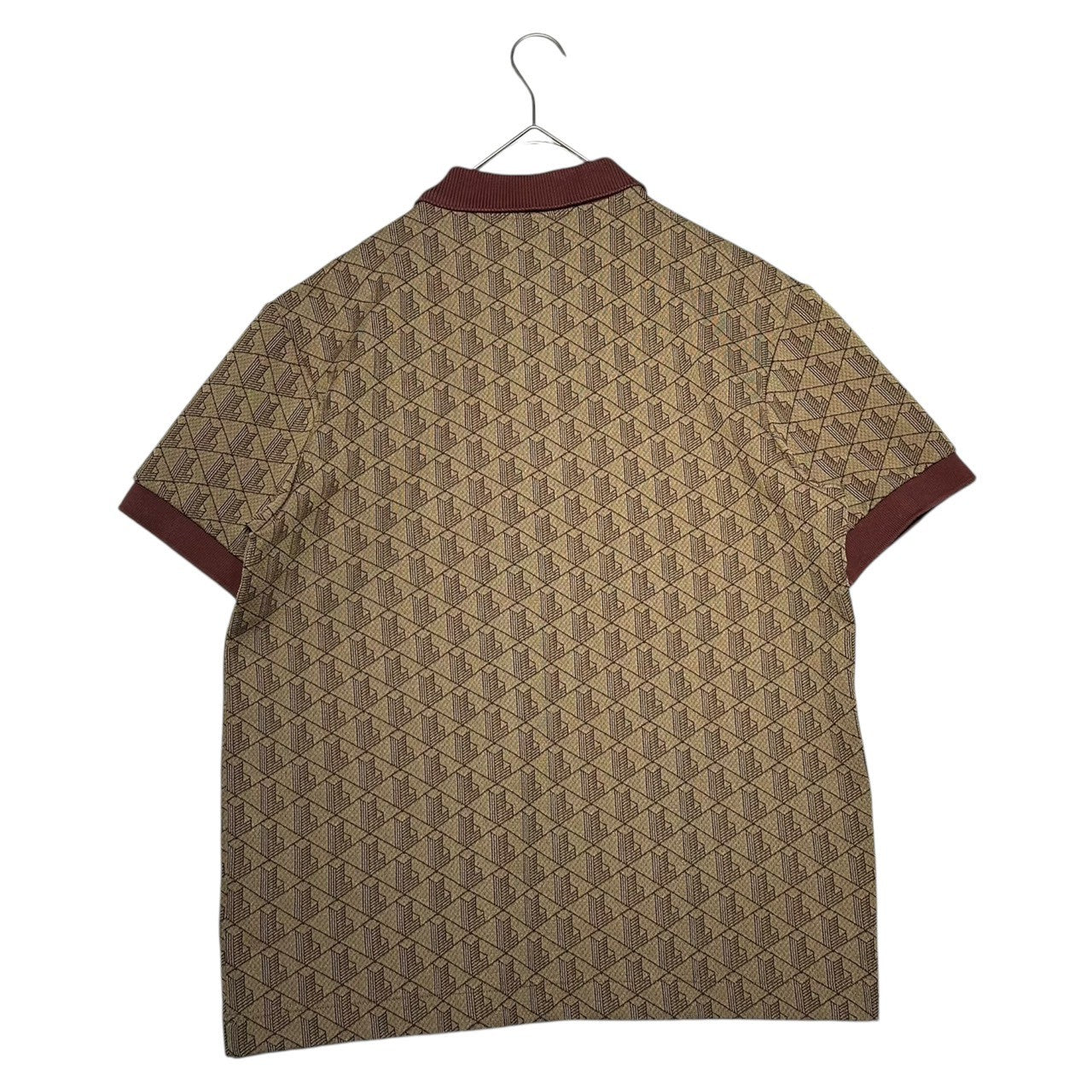 LACOSTE(ラコステ) Monogram Jacquard Polo Shirt モノグラム ジャカード ポロシャツ DH0073-10 S ブラウン 参考定価19,800円