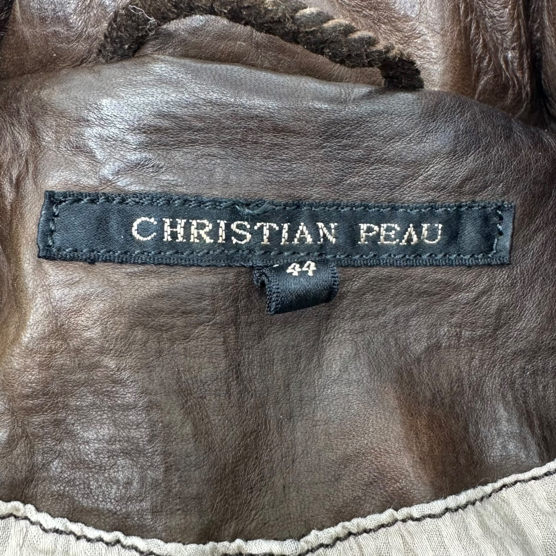 christian peau(クリスチャン・ポー) Early Concealed Hood Baby Lamb Leather Jacket 初期 隠しフード ベイビー ラムレザー ジャケット 44(XS) ブラウン