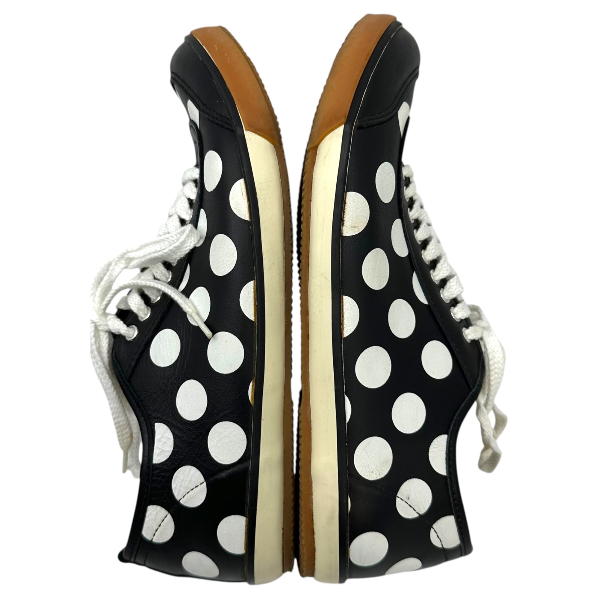 sunao kuwahara(スナオクワハラ) Leather sneakers with dot pattern ドット柄 レザー スニーカー SK83AJ901 L(25.5~26cm程度) ブラック×ホワイト