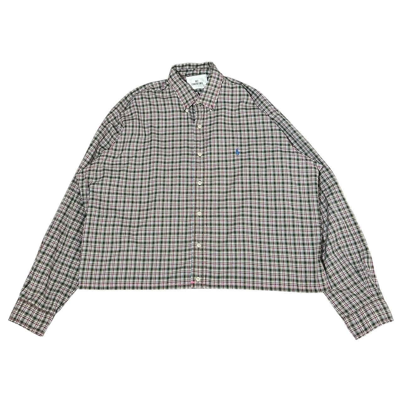NOT CONVENTIONAL(ノットコンベンショナル) ”Ralph Lauren” Short Length Remake Check Shirt ショート丈 リメイク チェック シャツ XL ホワイト×グリーン 長袖 再構築