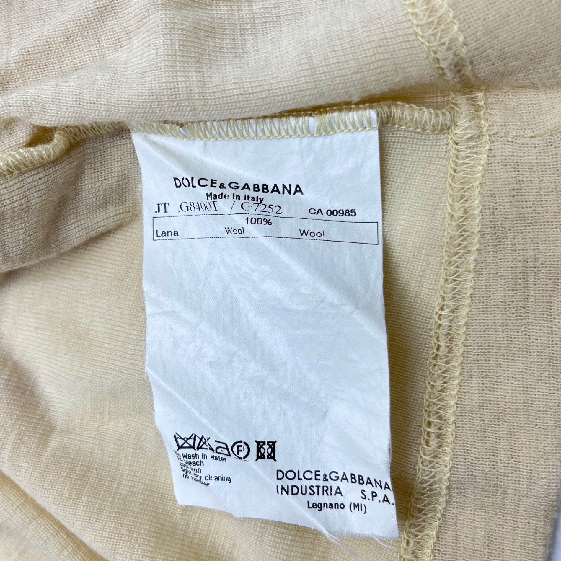 DOLCE&GABBANA(ドルチェ&ガッバーナドルガバ) 00's Henley neck wool cut and sew ヘンリーネック ウール 長袖 カットソー G8400T / G7252 48(L程度) ベージュ